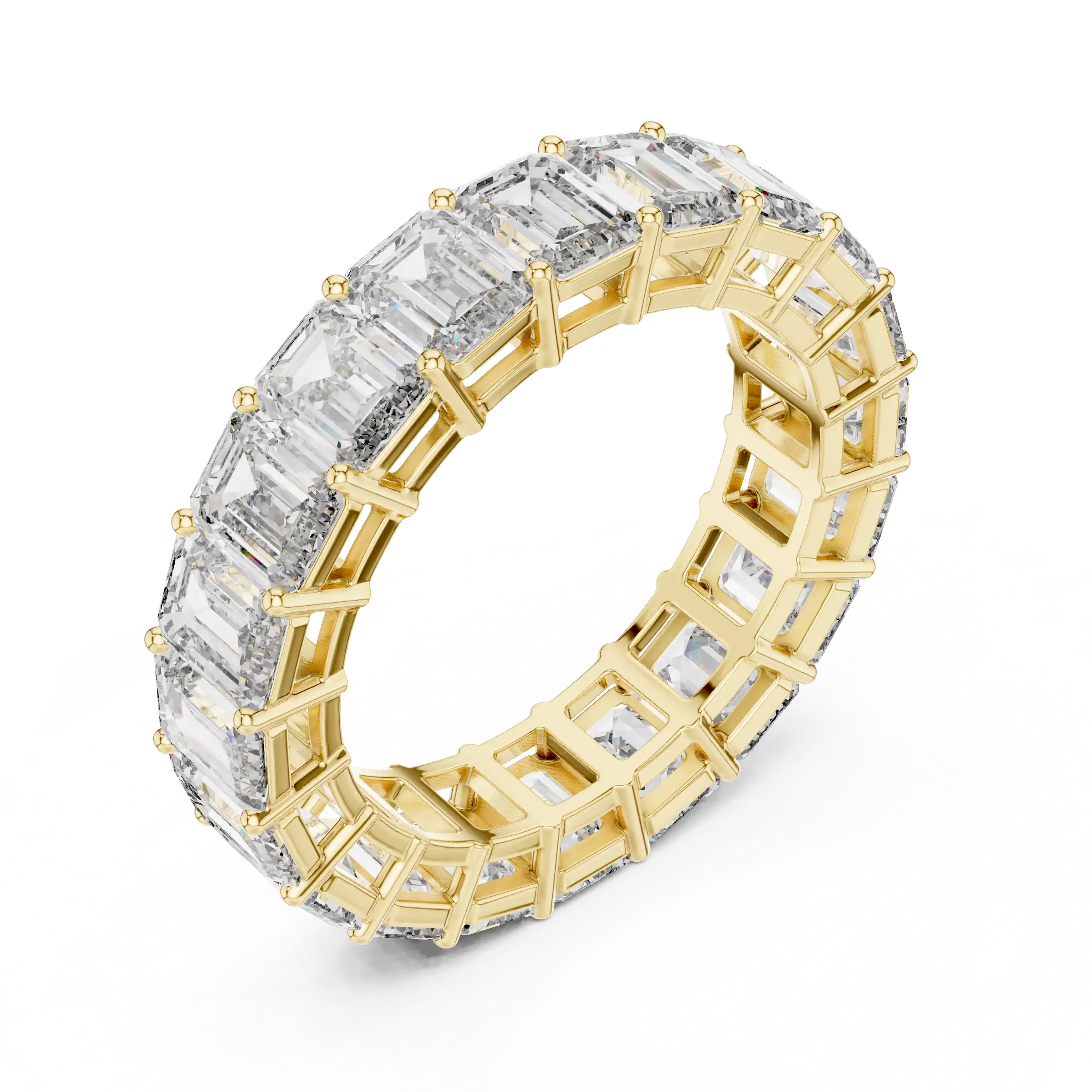 Emerald Cut Lab Grown Diamond Eternity Ring |  Yugma