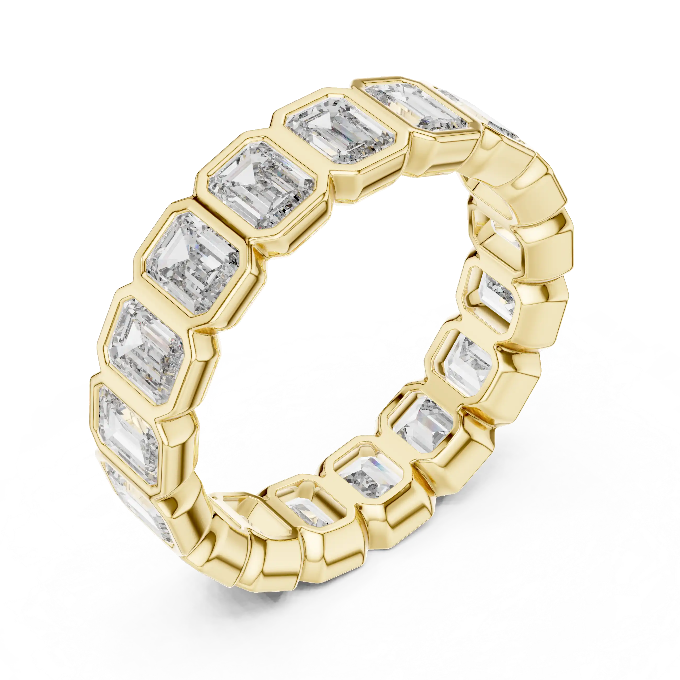Emerald Cut Bezel Lab Grown Diamond Eternity Ring | Arova