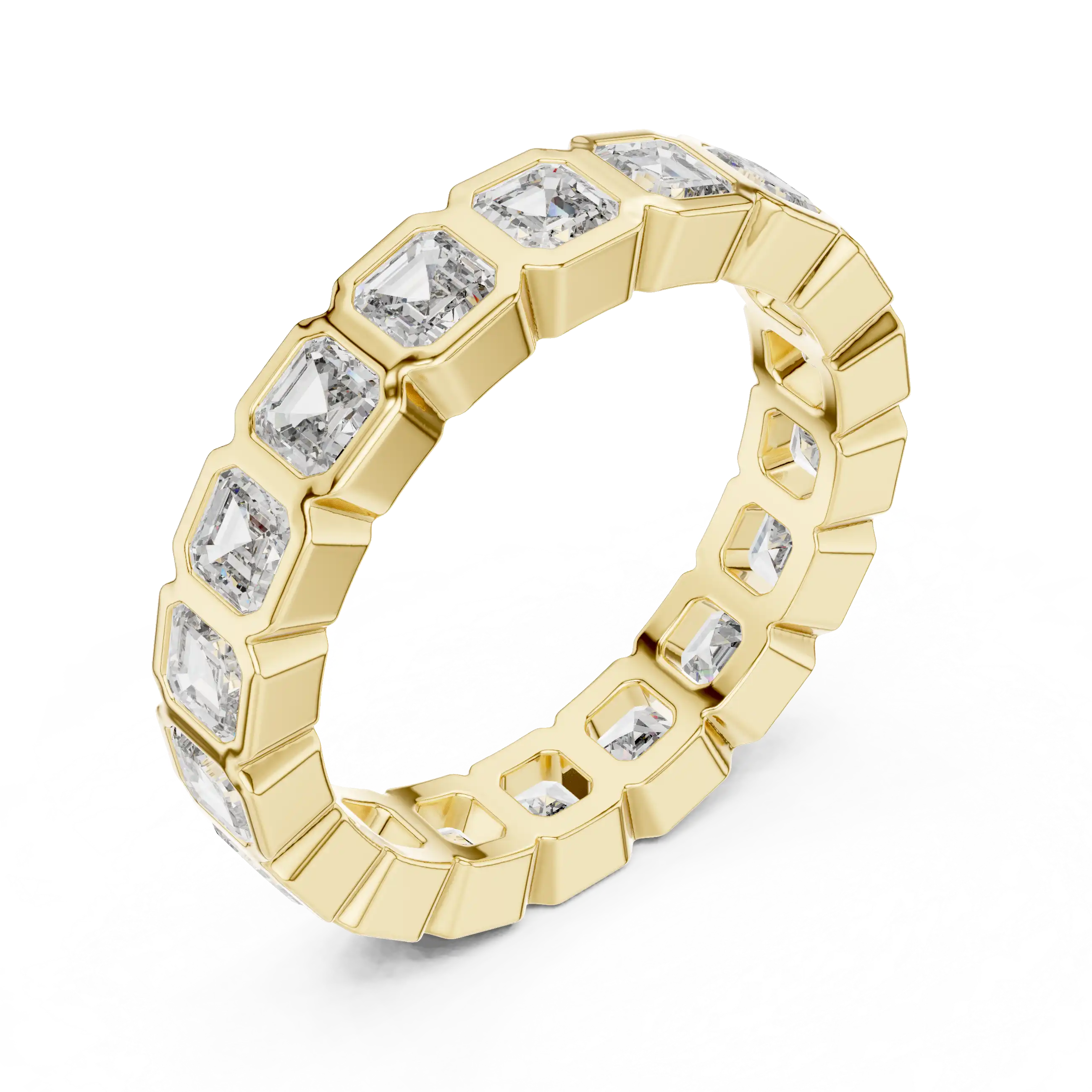 Asscher Cut Bezel Set Lab Diamond Eternity Ring | Nitya