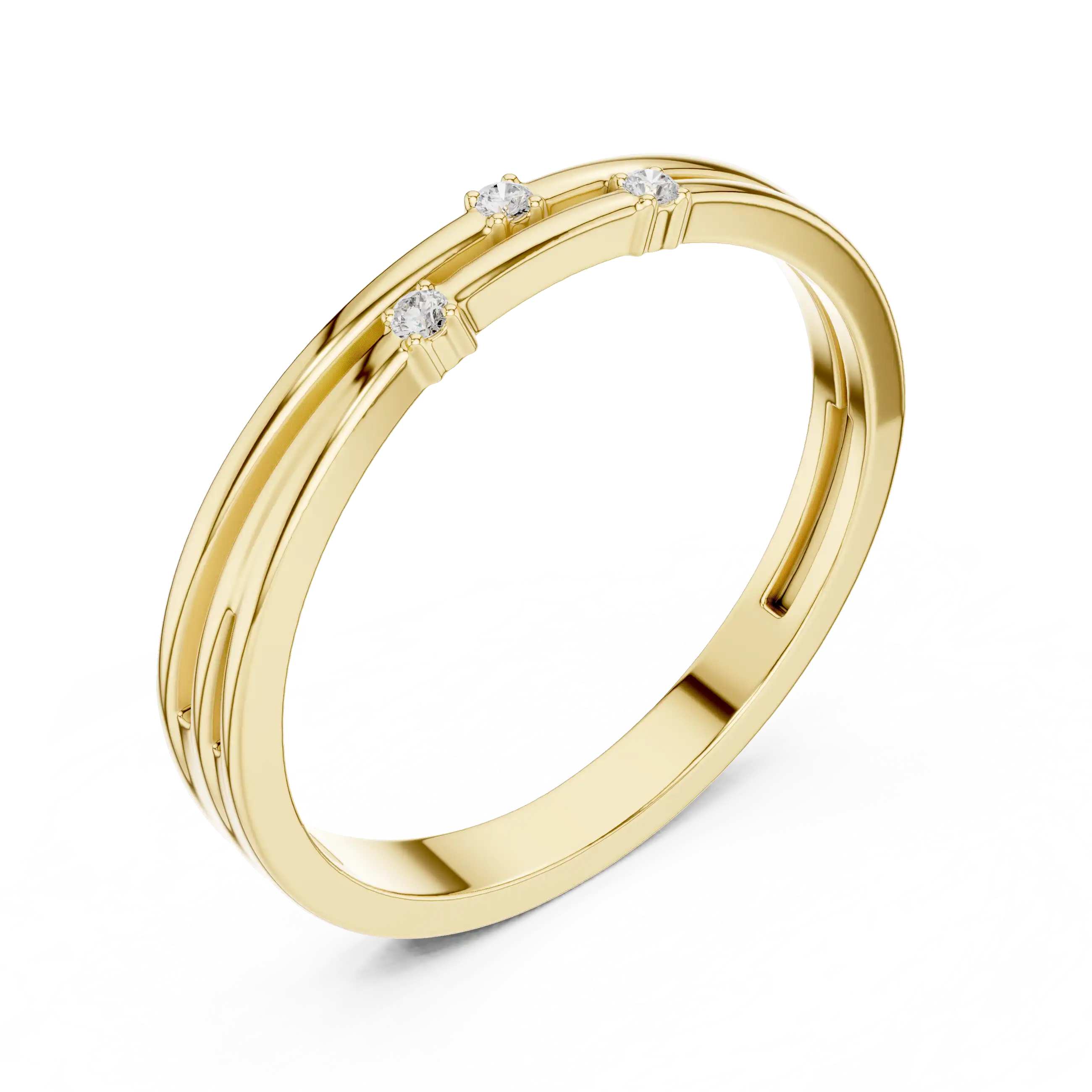 Triple Diamond Parallel Wedding Band | Selene