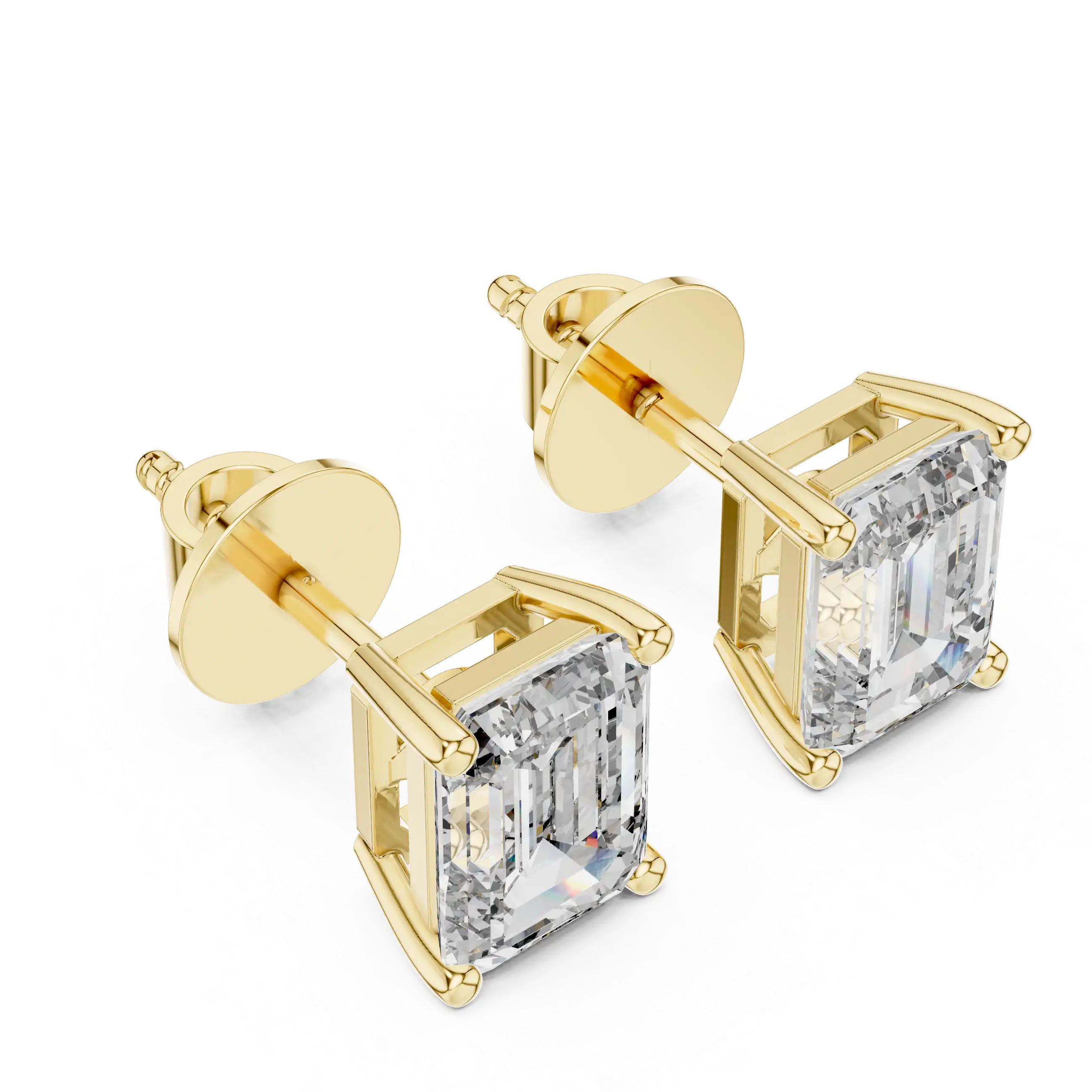 Lab Grown Diamond Stud Earrings - Emerald Cut | Moldavia