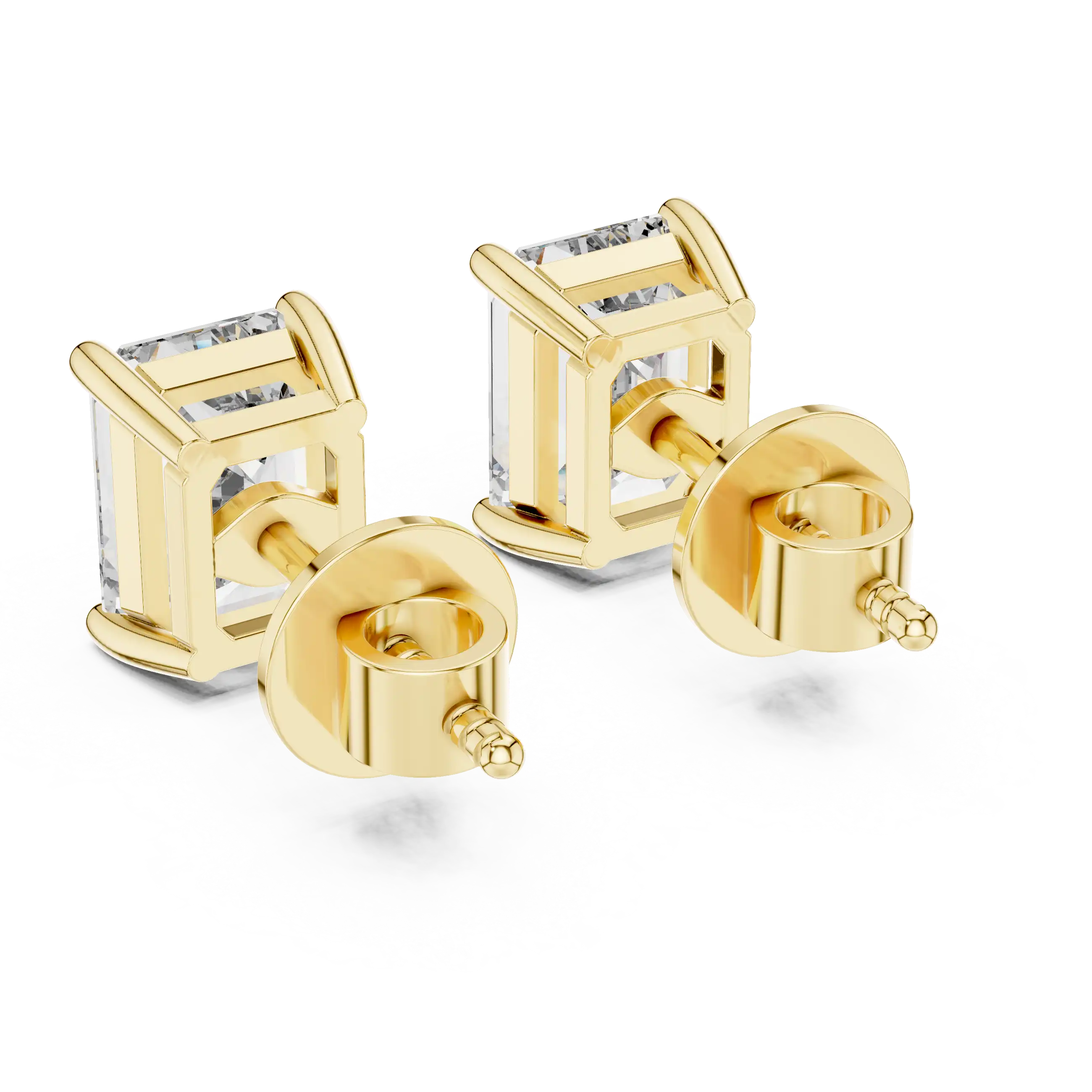 Lab Grown Diamond Stud Earrings - Emerald Cut | Moldavia