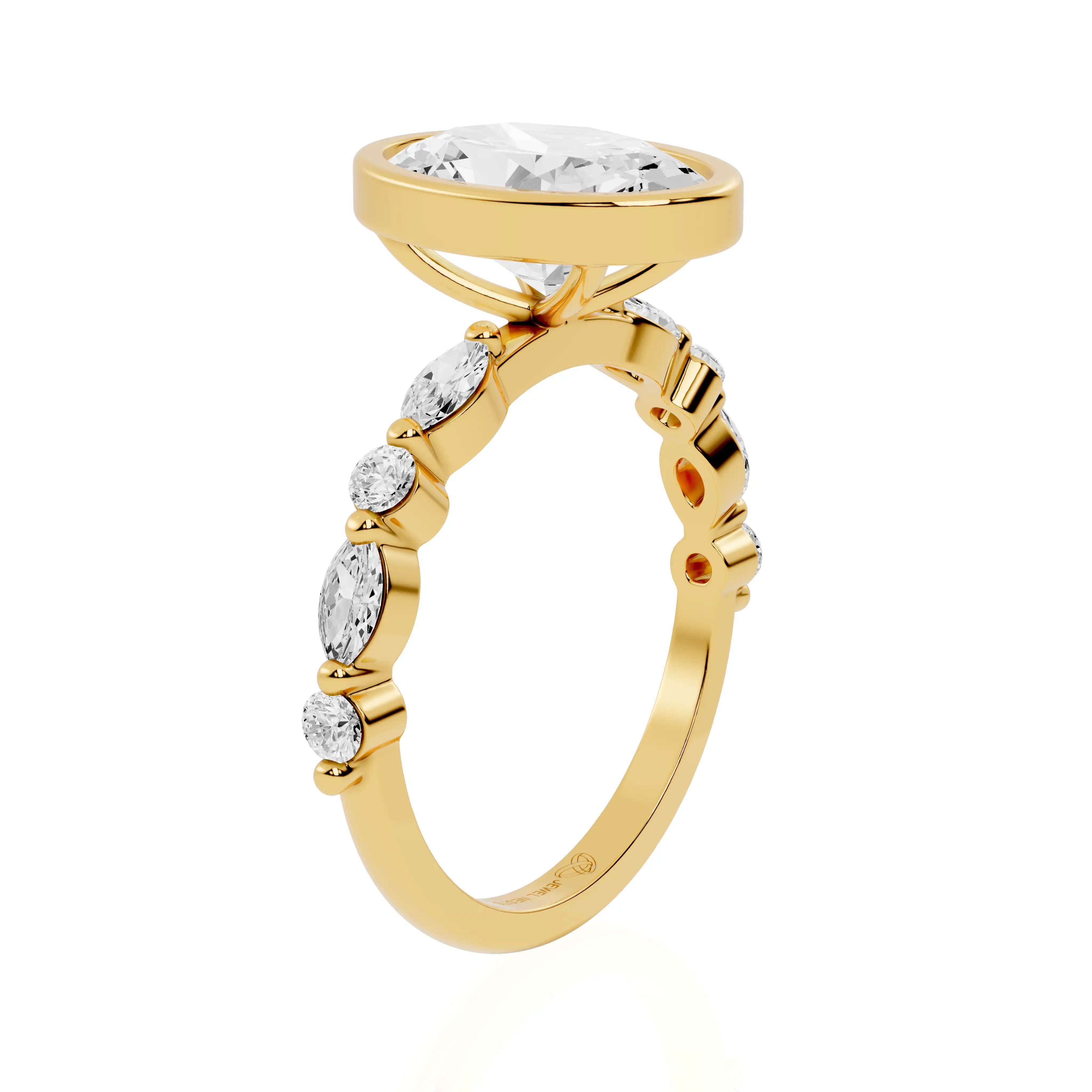 Bezel Set Lab Grown Diamond Engagement Ring | Indian Radiance
