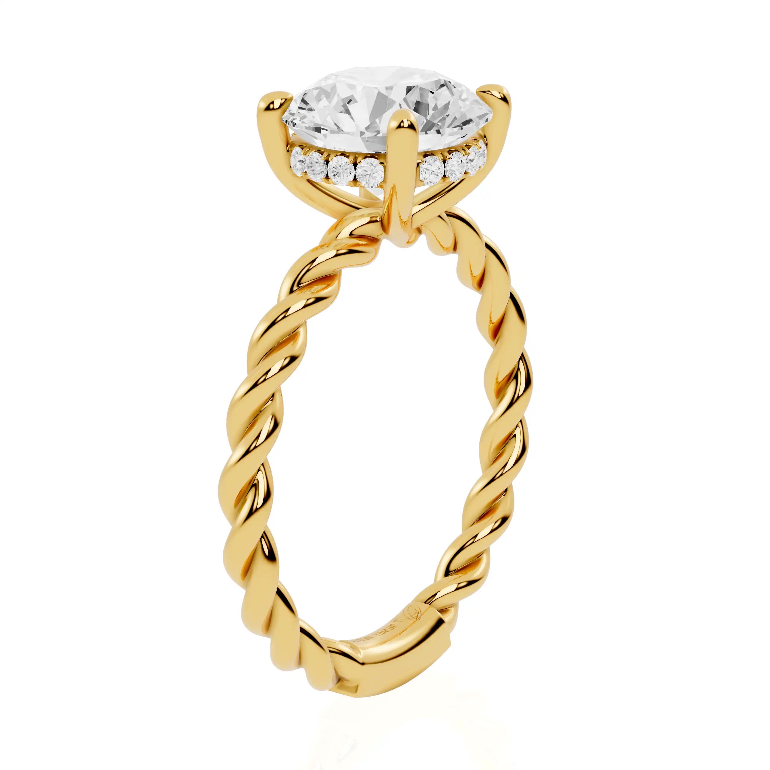 Twisted Rope Band Hidden Halo Engagement Ring | Berlin Mirage
