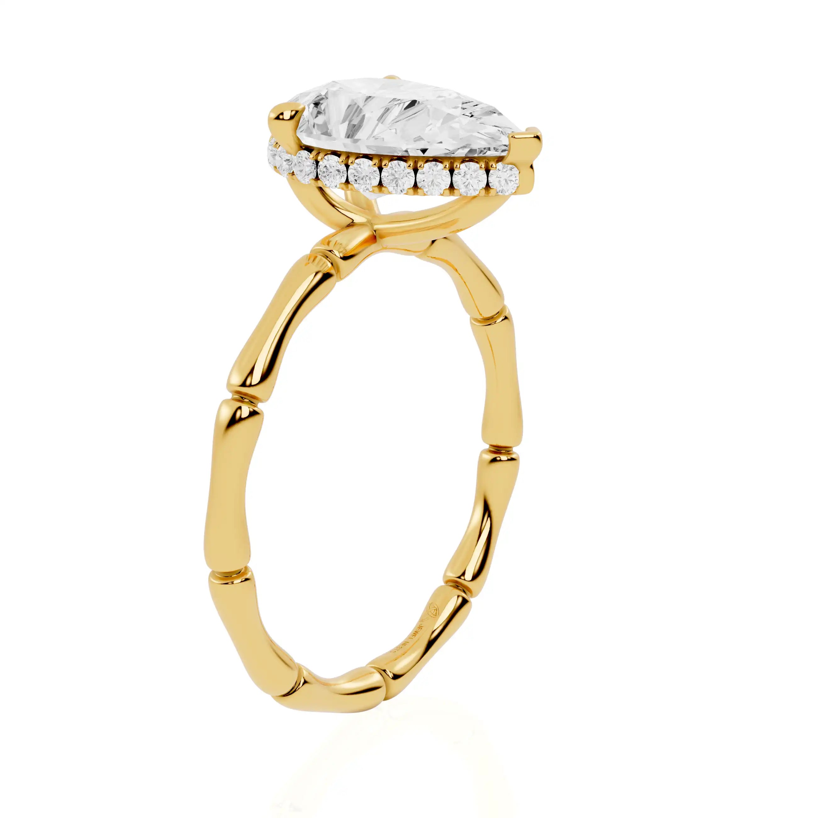 Hidden Halo Bamboo Band Lab Grown Diamond Engagement Ring | Oslo Vow