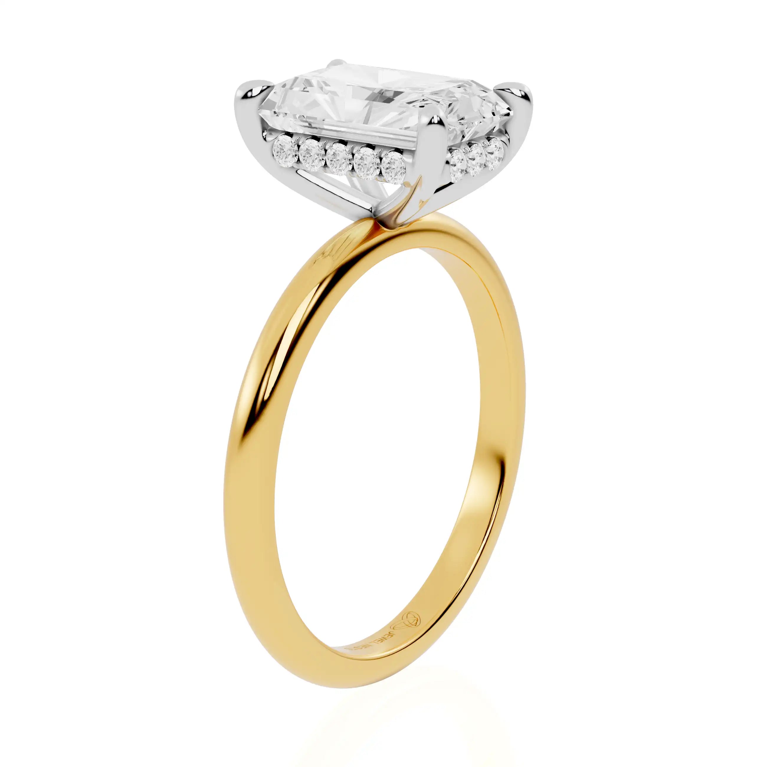 Two-Tone Gold Hidden Halo Engagement Ring |Copenhagen Luster