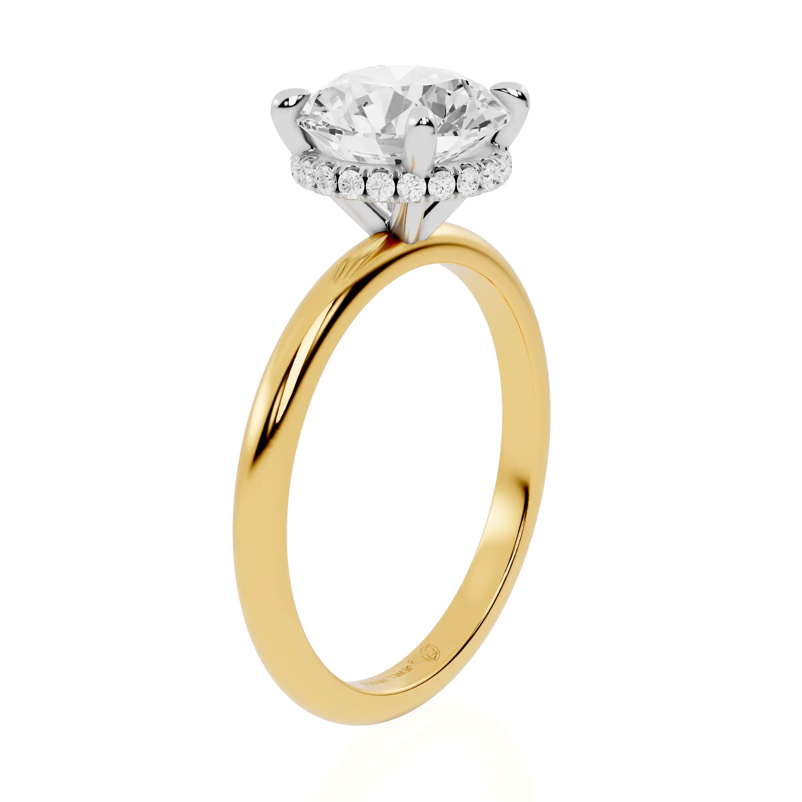 Two-Tone Gold Outer Hidden Halo Engagement Ring | Budapest Aura