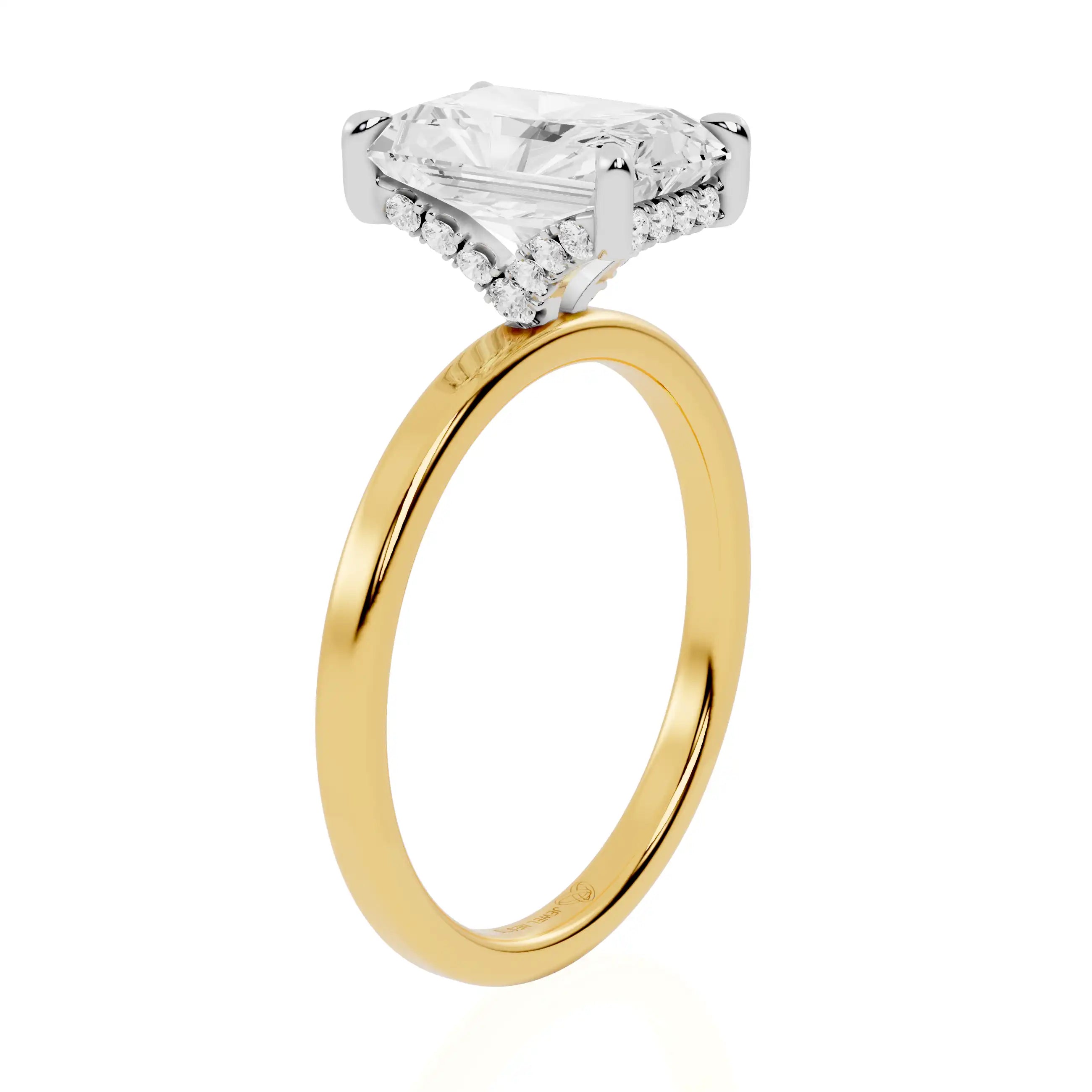 Two-Tone V-Shape Hidden Halo Lab Grown Diamond Engagement Ring | Dublin Glow