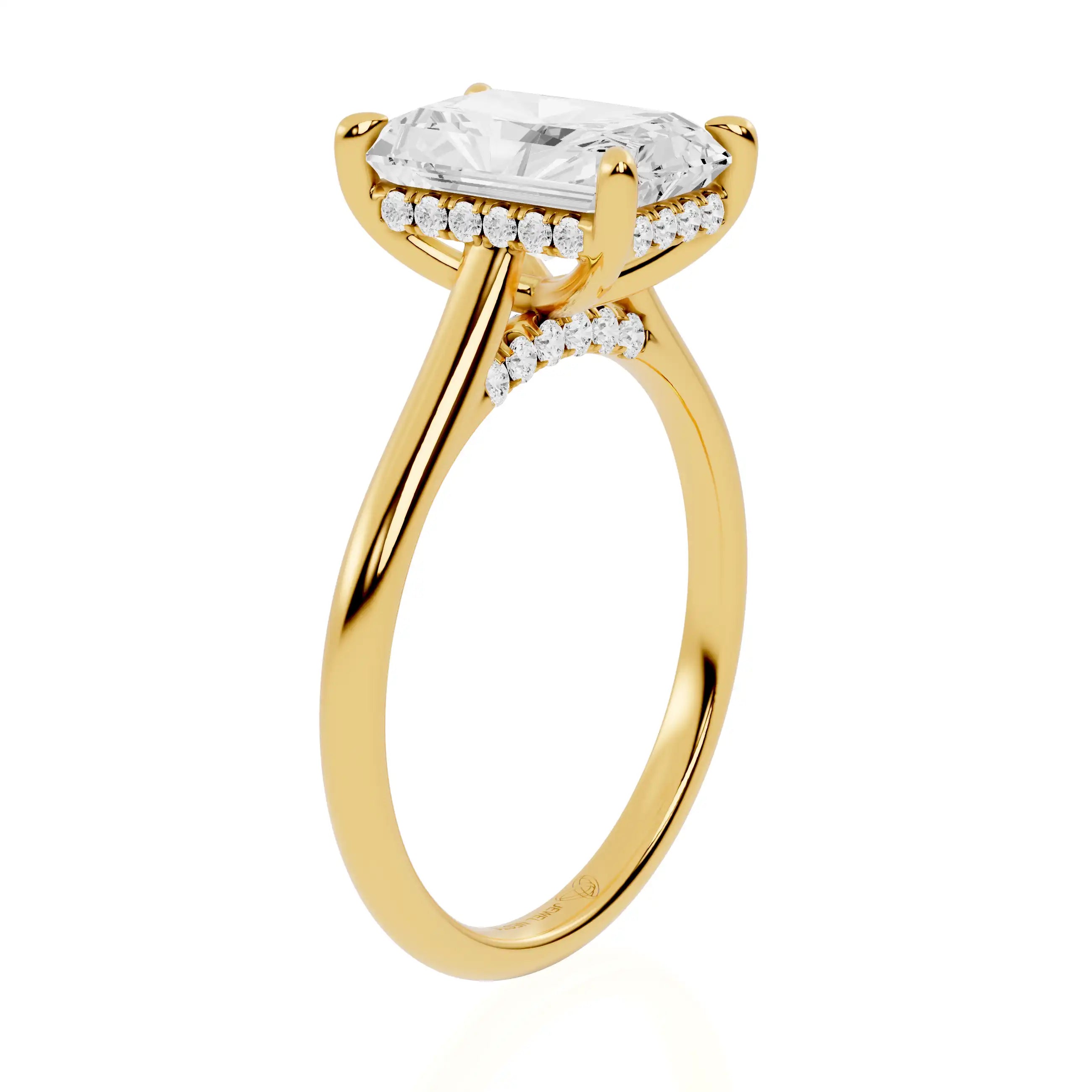 Cathedral Engagement Ring with Hidden Halo and Bridge Accent | Antwerp Glister