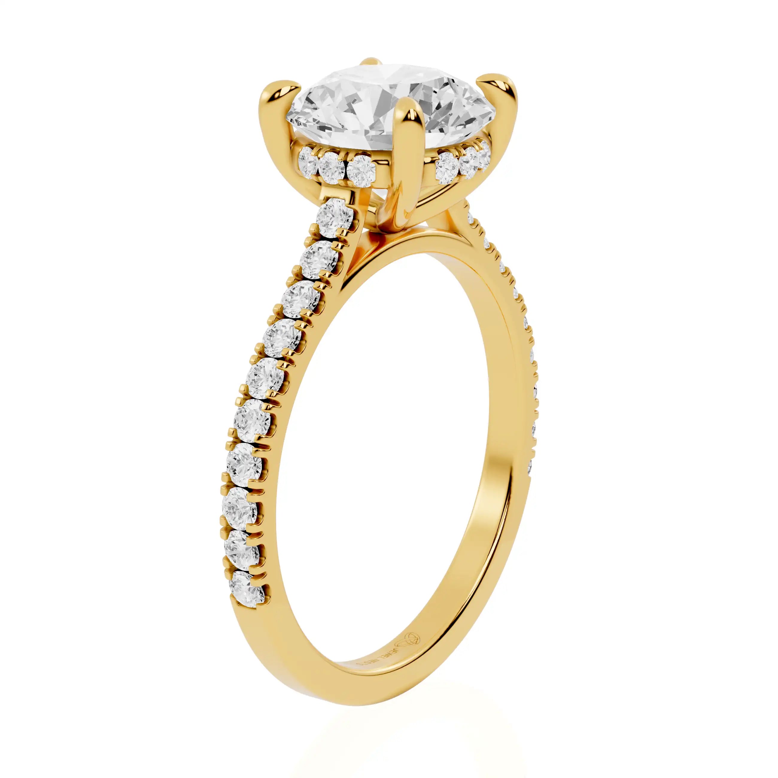 Cathedral Hidden Halo Pavé Band Engagement Ring | Lugano Sparkle