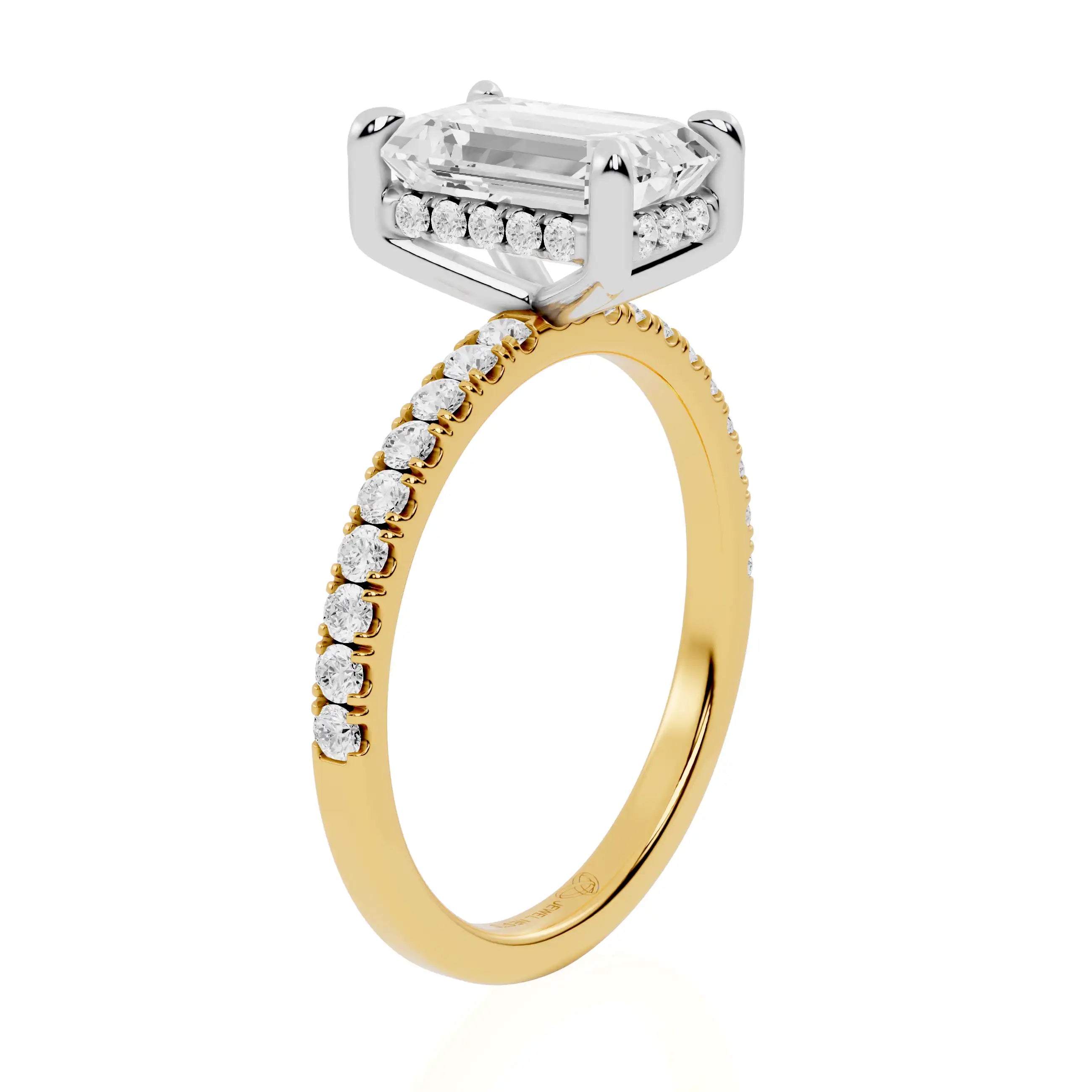 Two-Tone Hidden Halo Pavé Band Engagement Ring | Bruges Echo