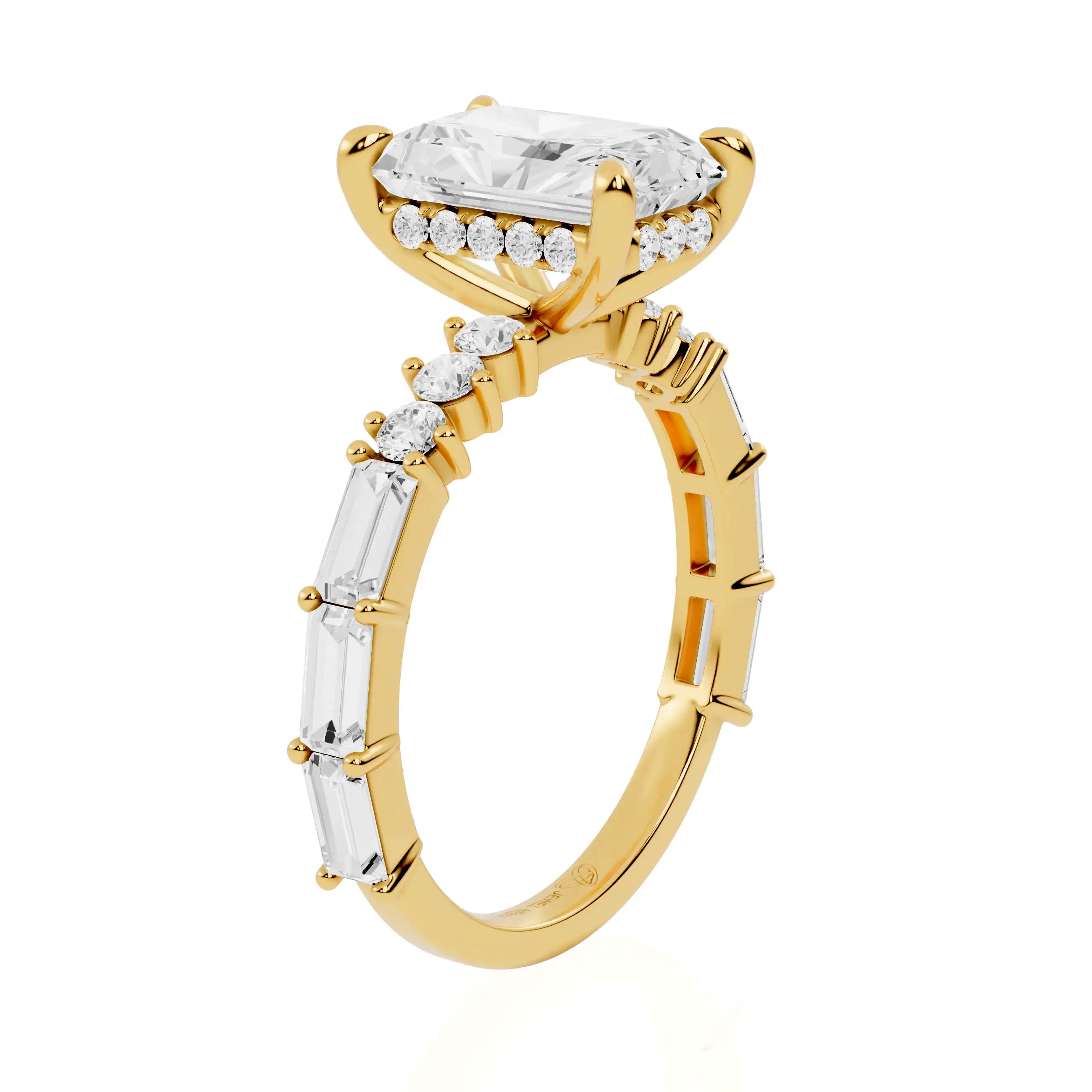 Hidden Halo Pavé Band Lab Grown Diamond Engagement Ring | Aix Heaven