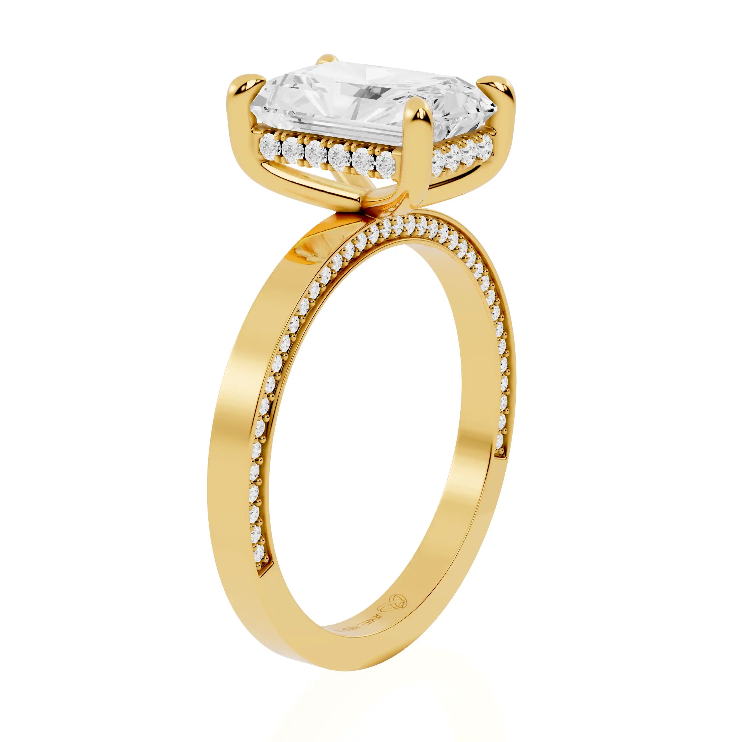 Side-Pavé Hidden Halo Lab Grown Diamond Engagement Ring | Reykjavik Aurora
