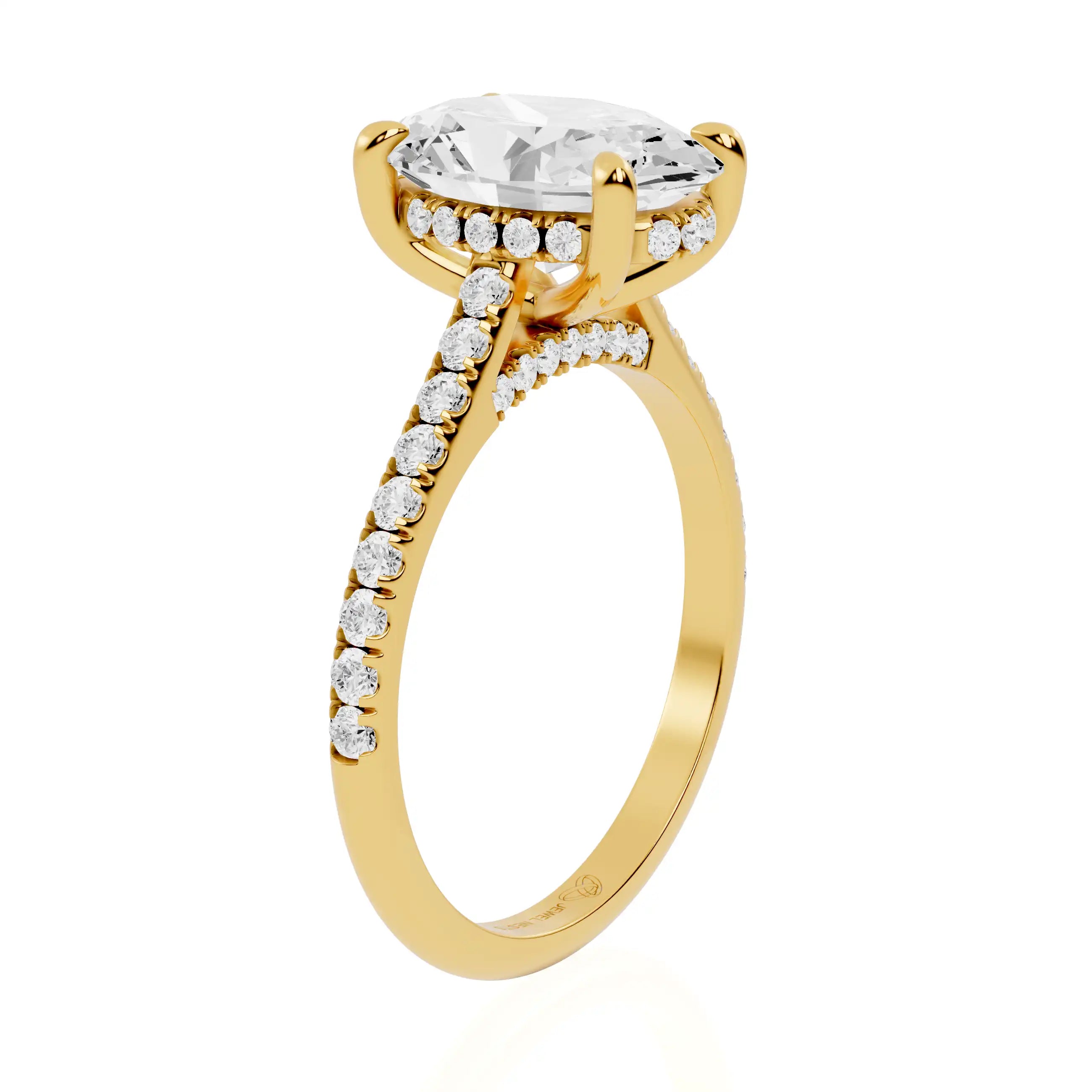 Cathedral Hidden Halo Pavé Engagement Ring with Diamond Bridge | Pecs Oath