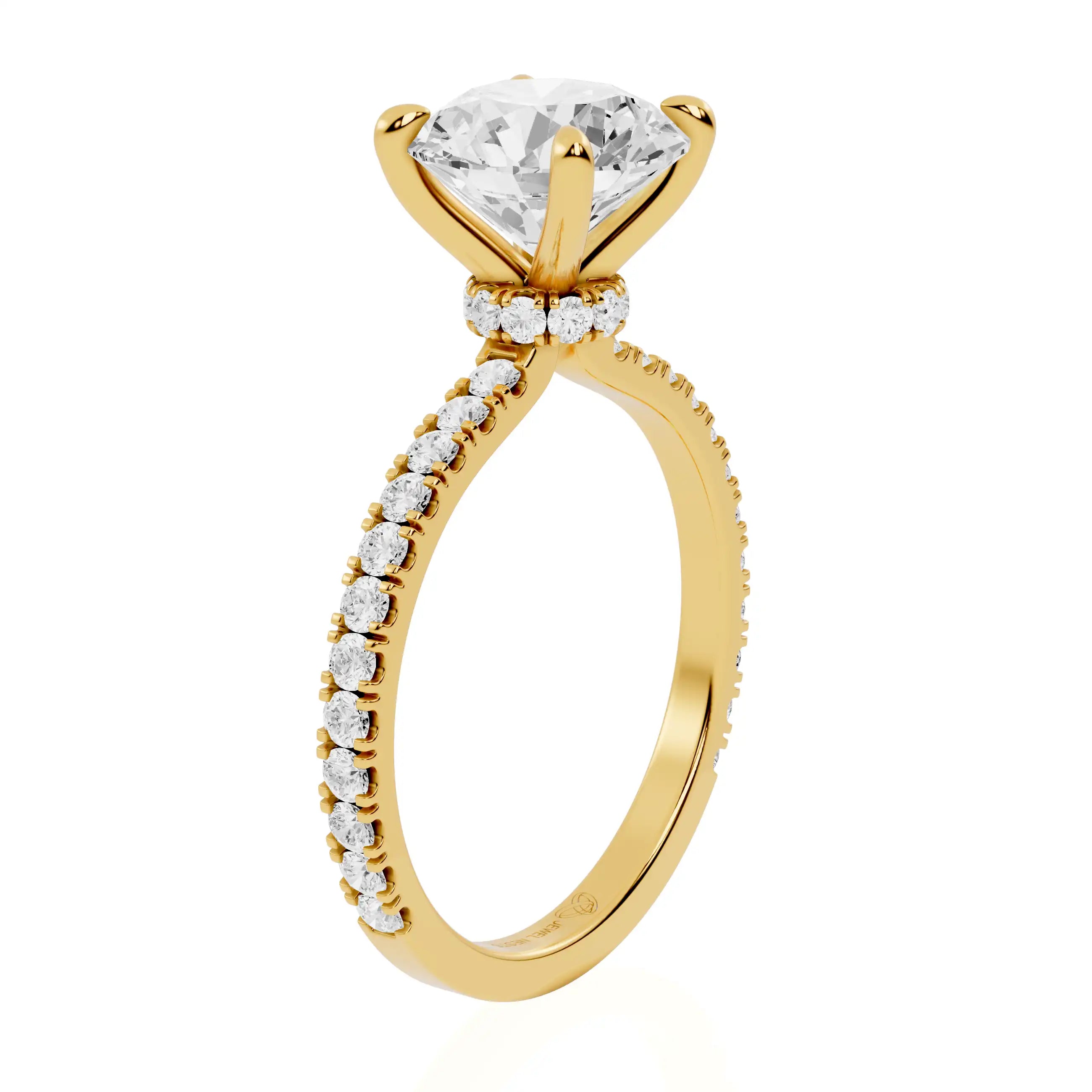 Lower Hidden Halo Pave Band Lab Grown Diamond Engagement Ring | Faro Ballad