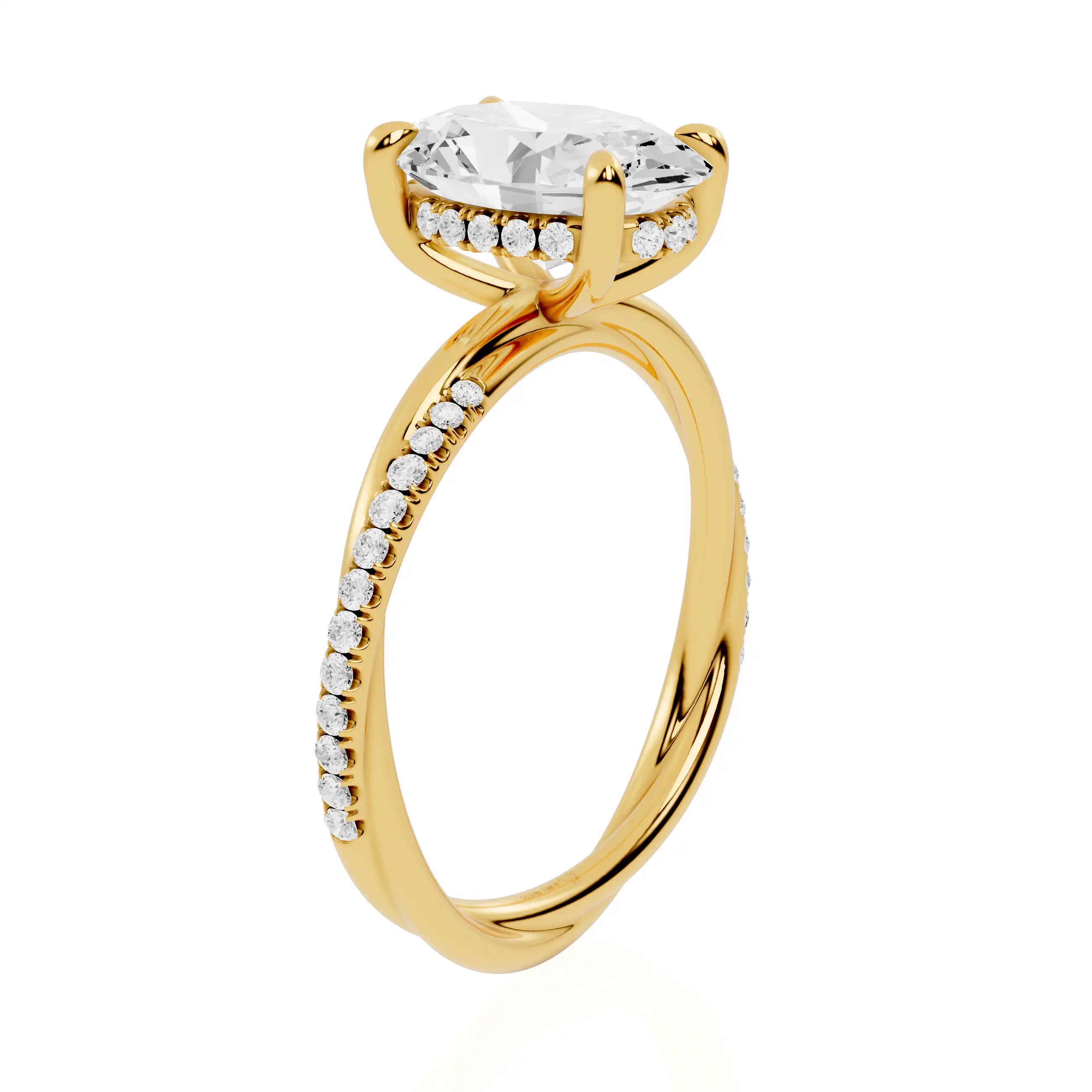 Twisted Pave Band Hidden Halo Lab Grown Diamond Engagement Ring | Verona Harmony