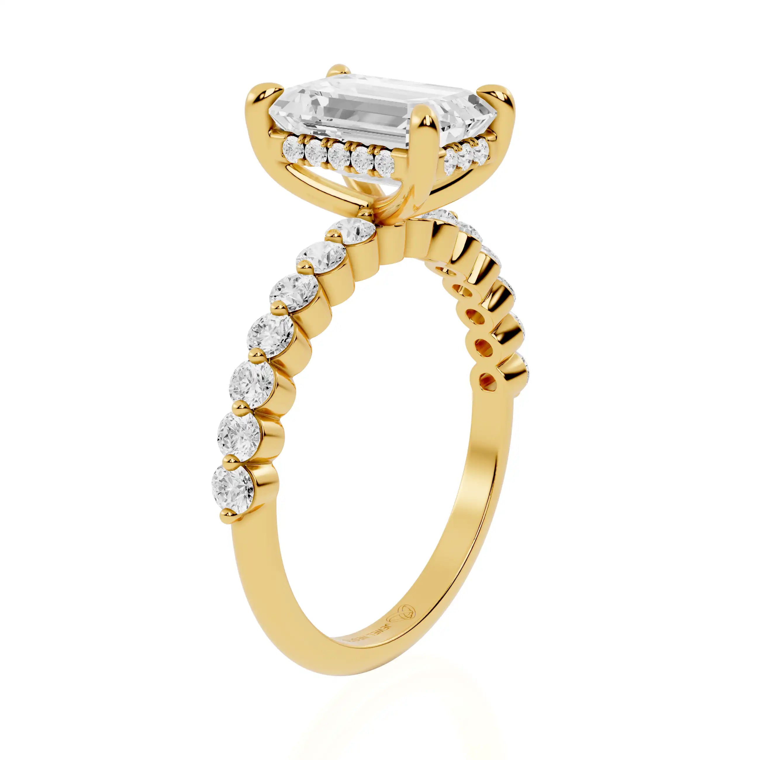 Hidden Halo Engagement Ring with Bubble Pave Band | Leipzig Echoes