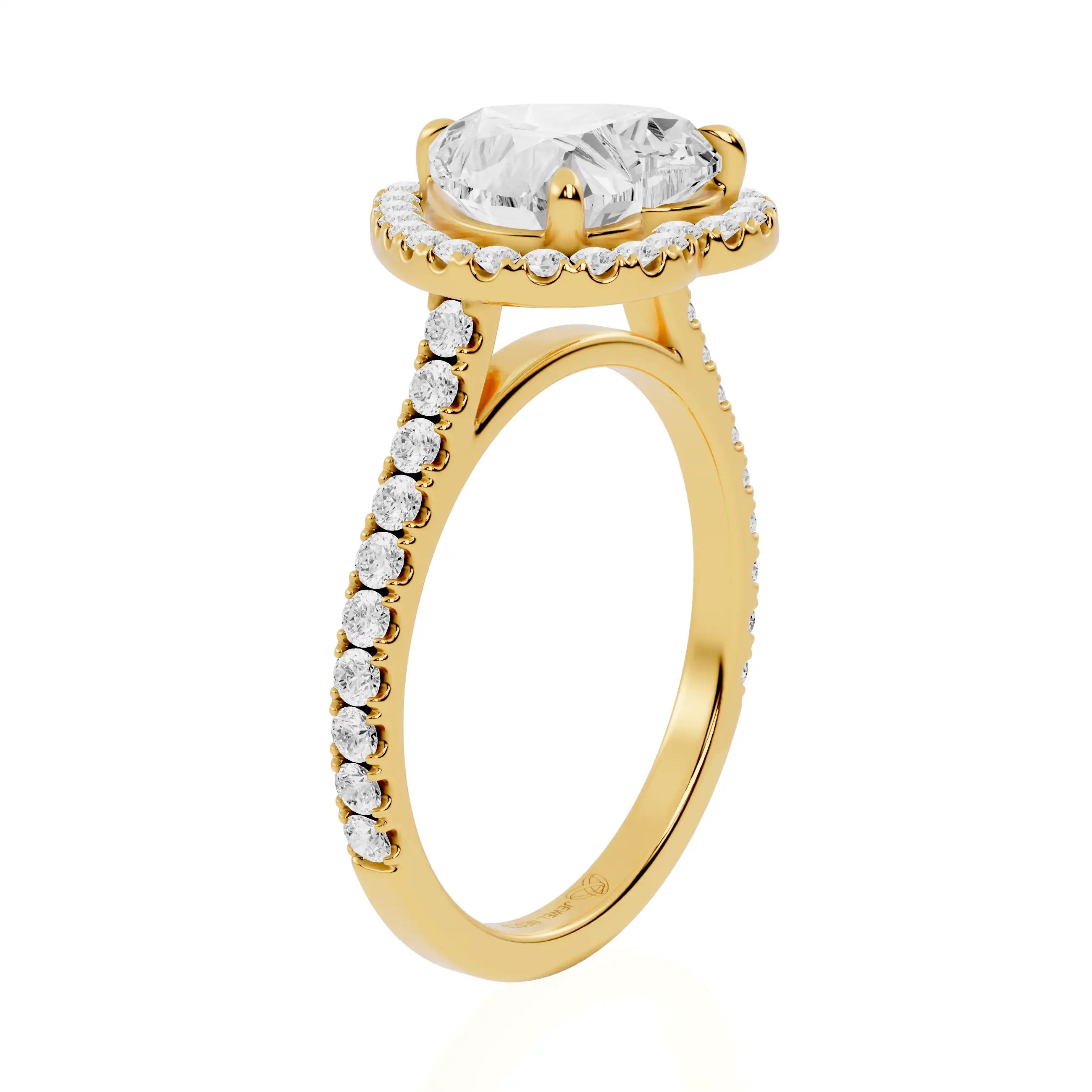Heart Cut Lab Diamond Halo Engagement Ring | Lush Oasis