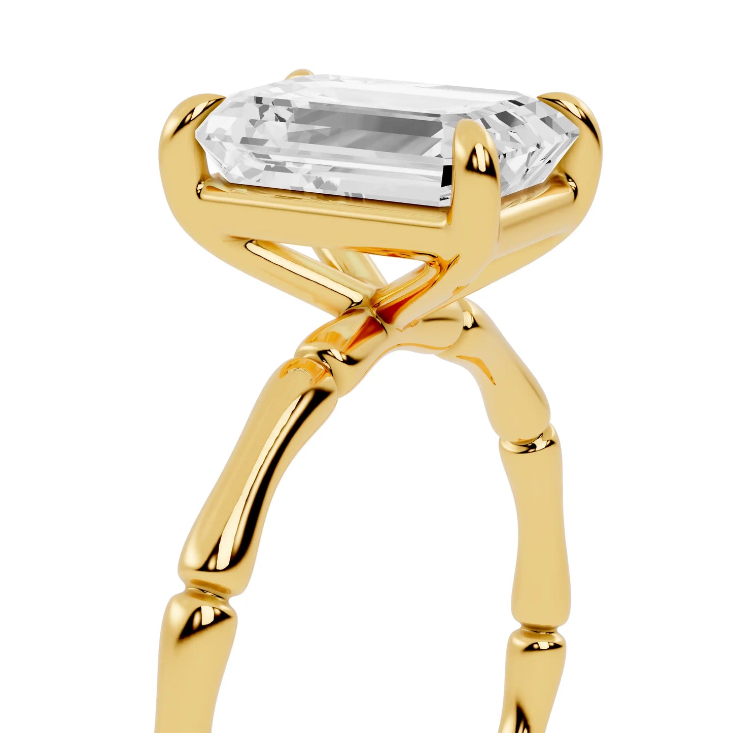 Bamboo Band Lab Grown Diamond Solitaire Engagement Ring | Urban Pearl