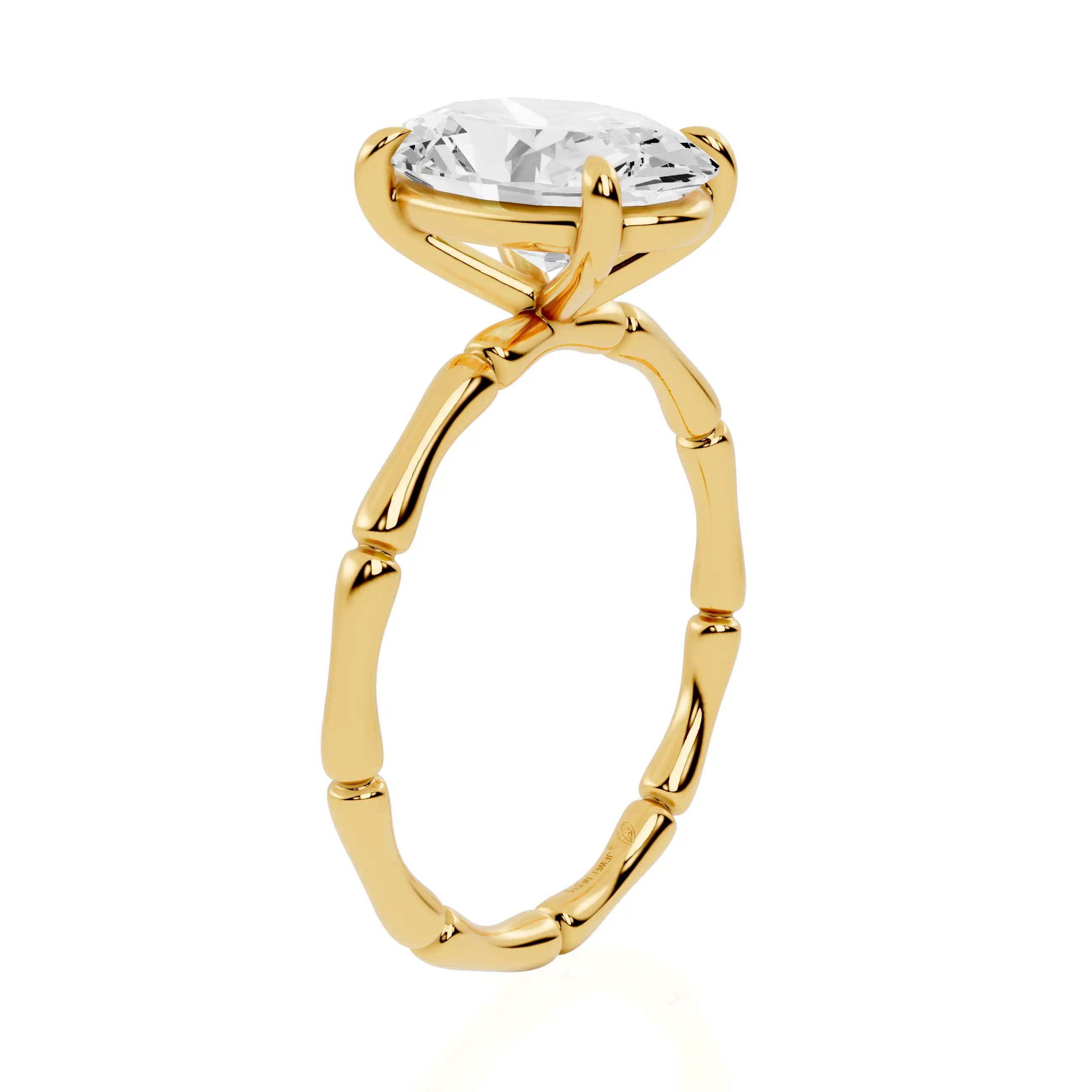 Bamboo Band Lab Grown Diamond Solitaire Engagement Ring | Urban Pearl