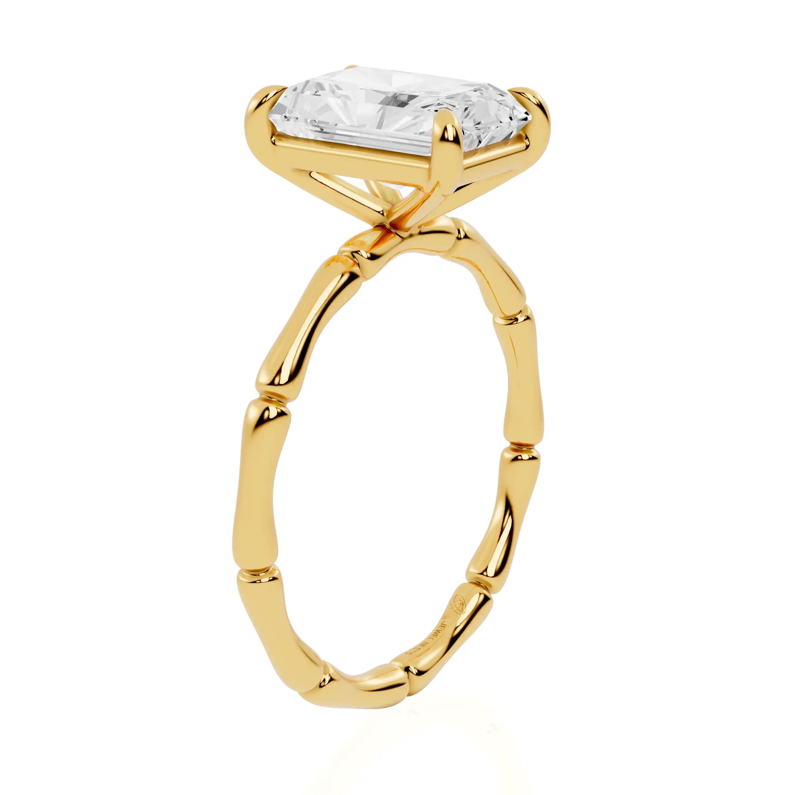 Bamboo Band Lab Grown Diamond Solitaire Engagement Ring | Urban Pearl