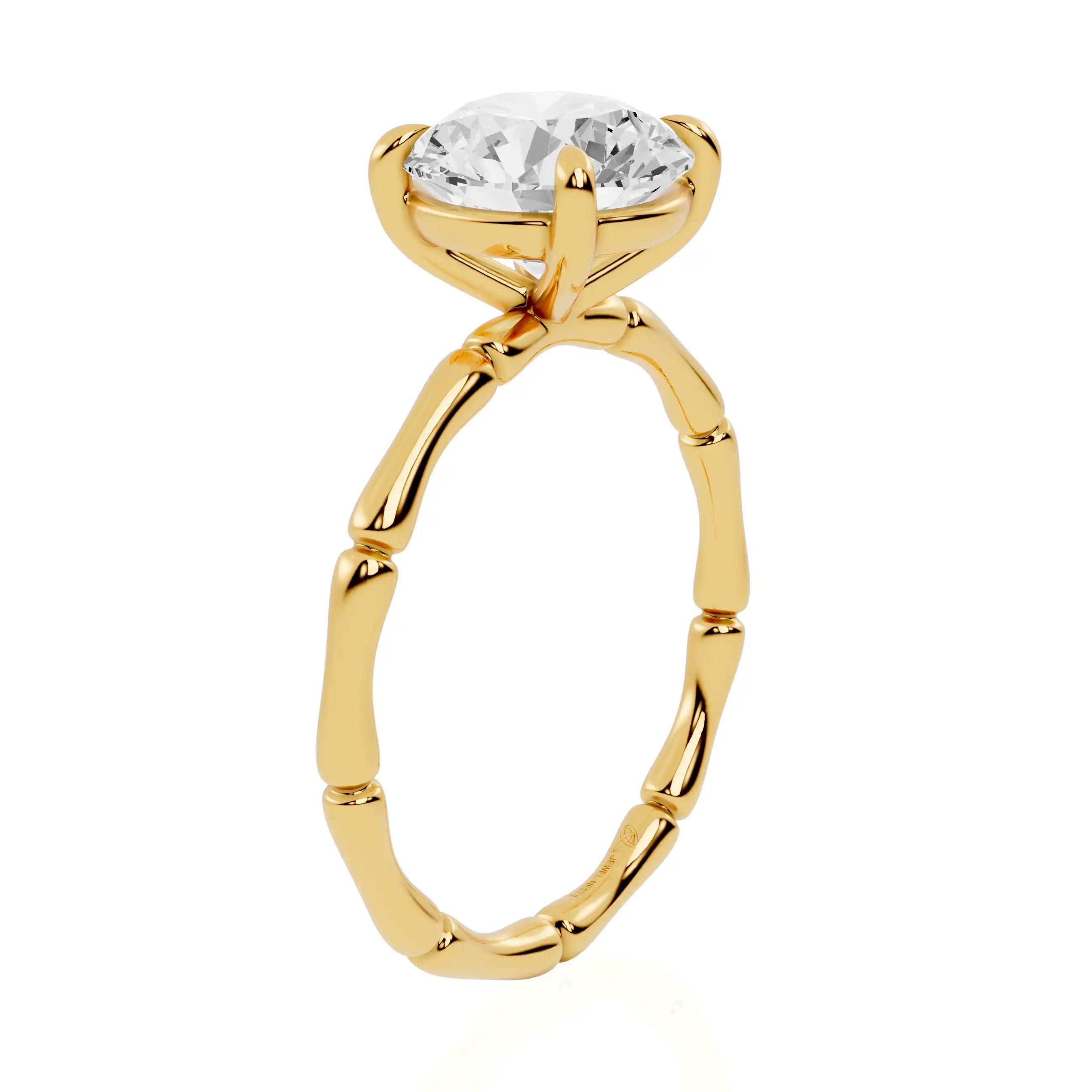 Bamboo Band Lab Grown Diamond Solitaire Engagement Ring | Urban Pearl