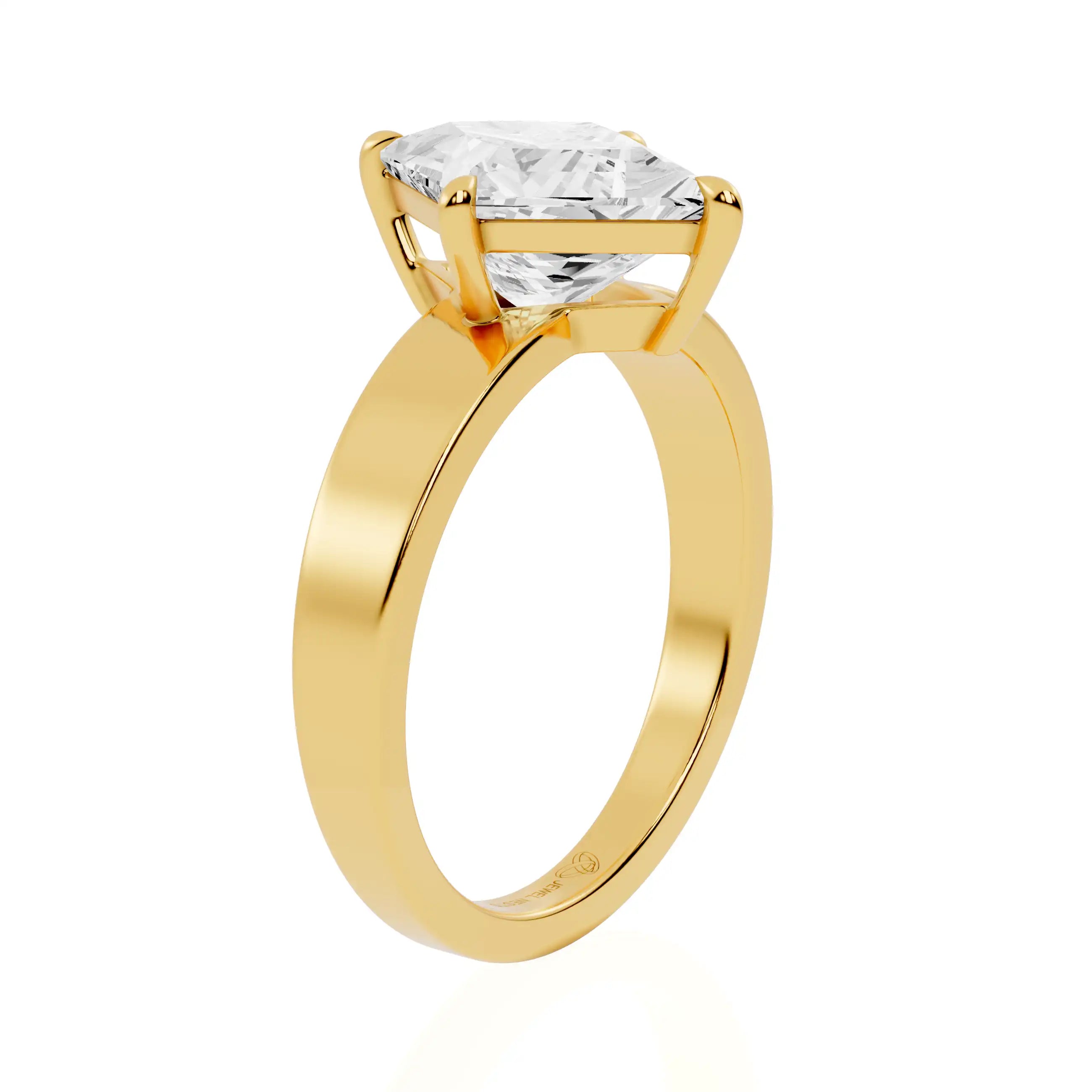 Lozenge Cut Lab Diamond Compass Solitaire Engagement Ring | Harbor Serenity