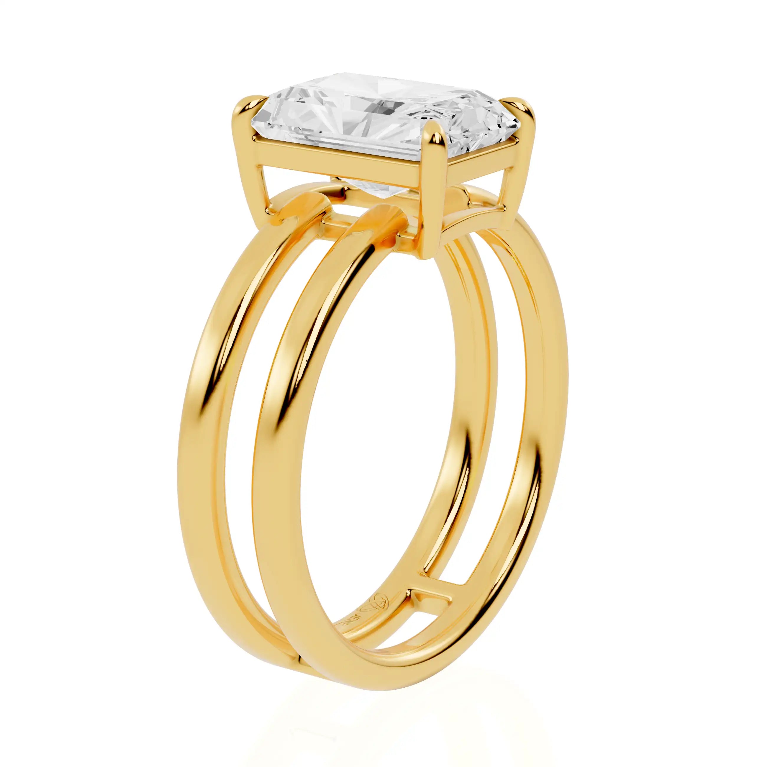 Double Band Lab Grown Diamond Solitaire Engagement Ring | Romance Trail