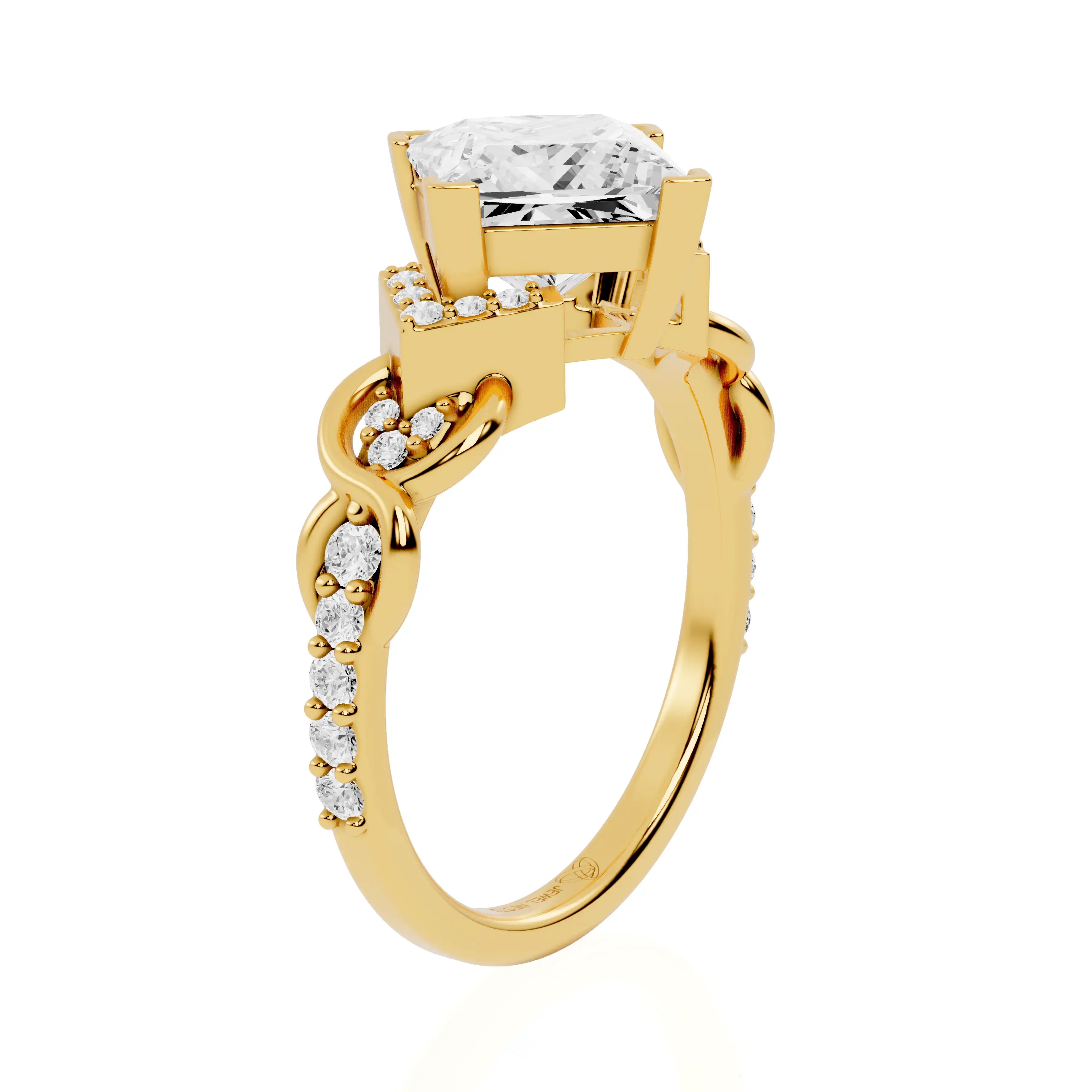 Nature-Inspired Vine Accent Princess Cut Lab Grown Diamond Engagement Ring | Boston Belle