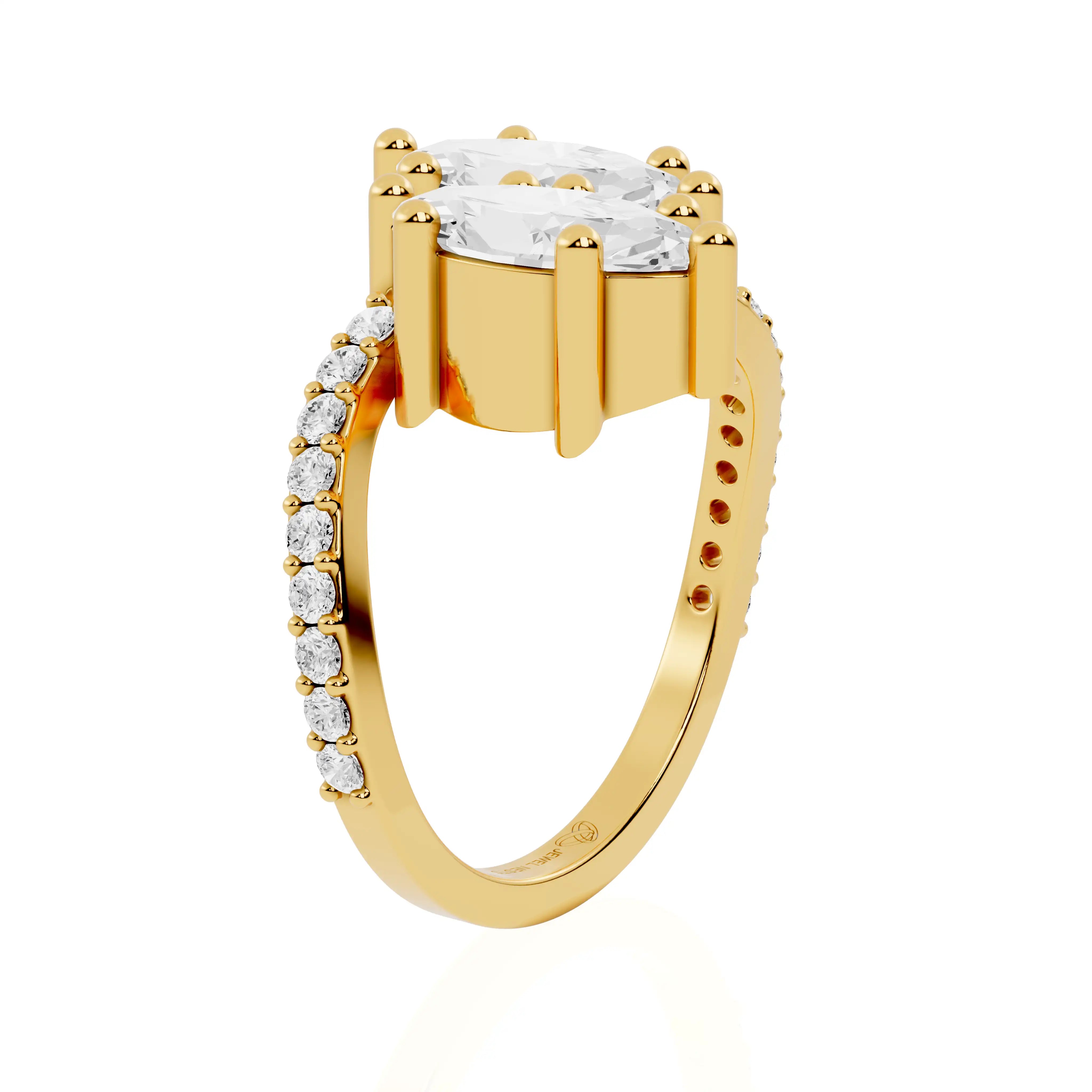 Marquise Cut Toi et Moi Lab Diamond Ring | Forever Bond