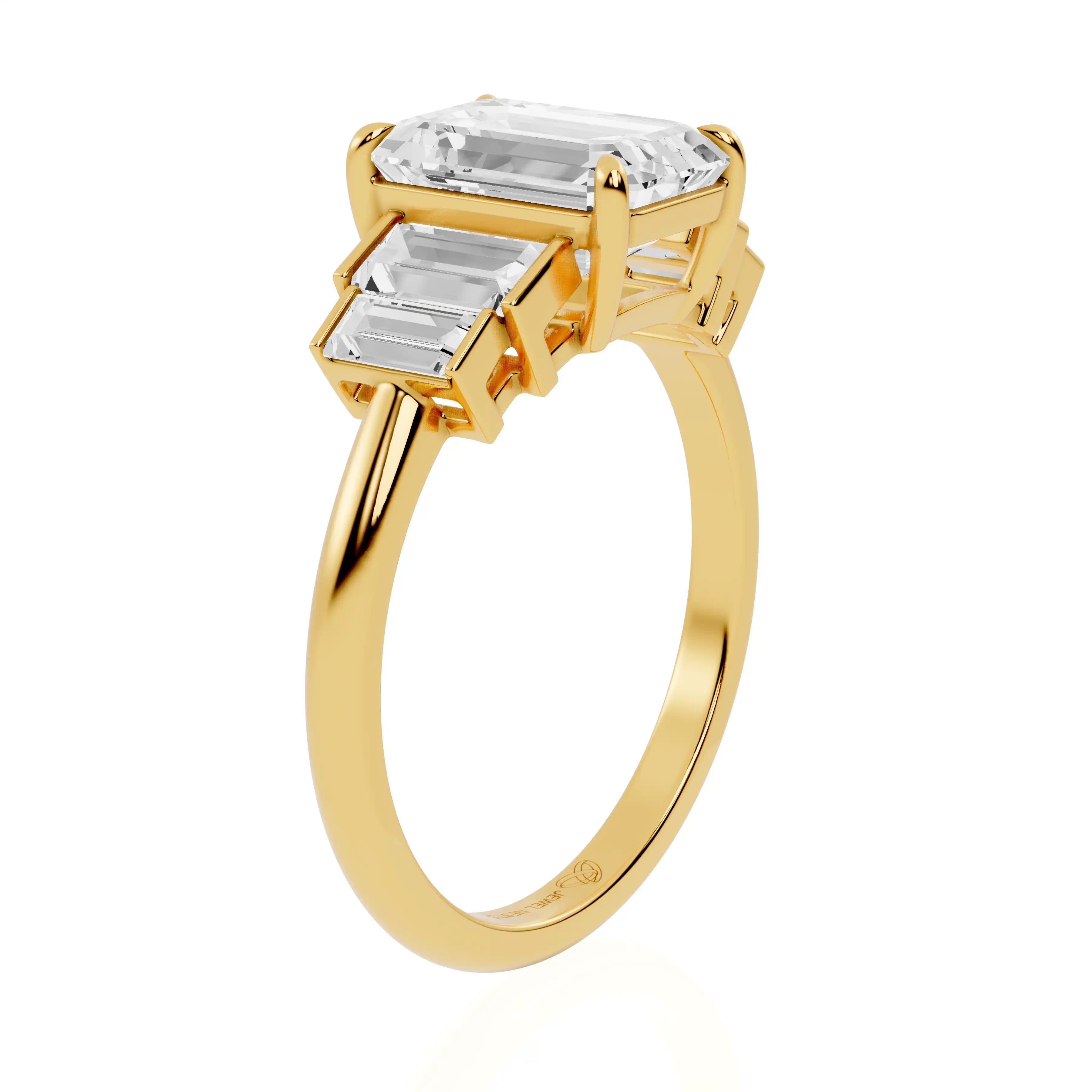 Five-Stone Lab Grown Diamond Engagement Ring with Side Baguettes | New York Spark
