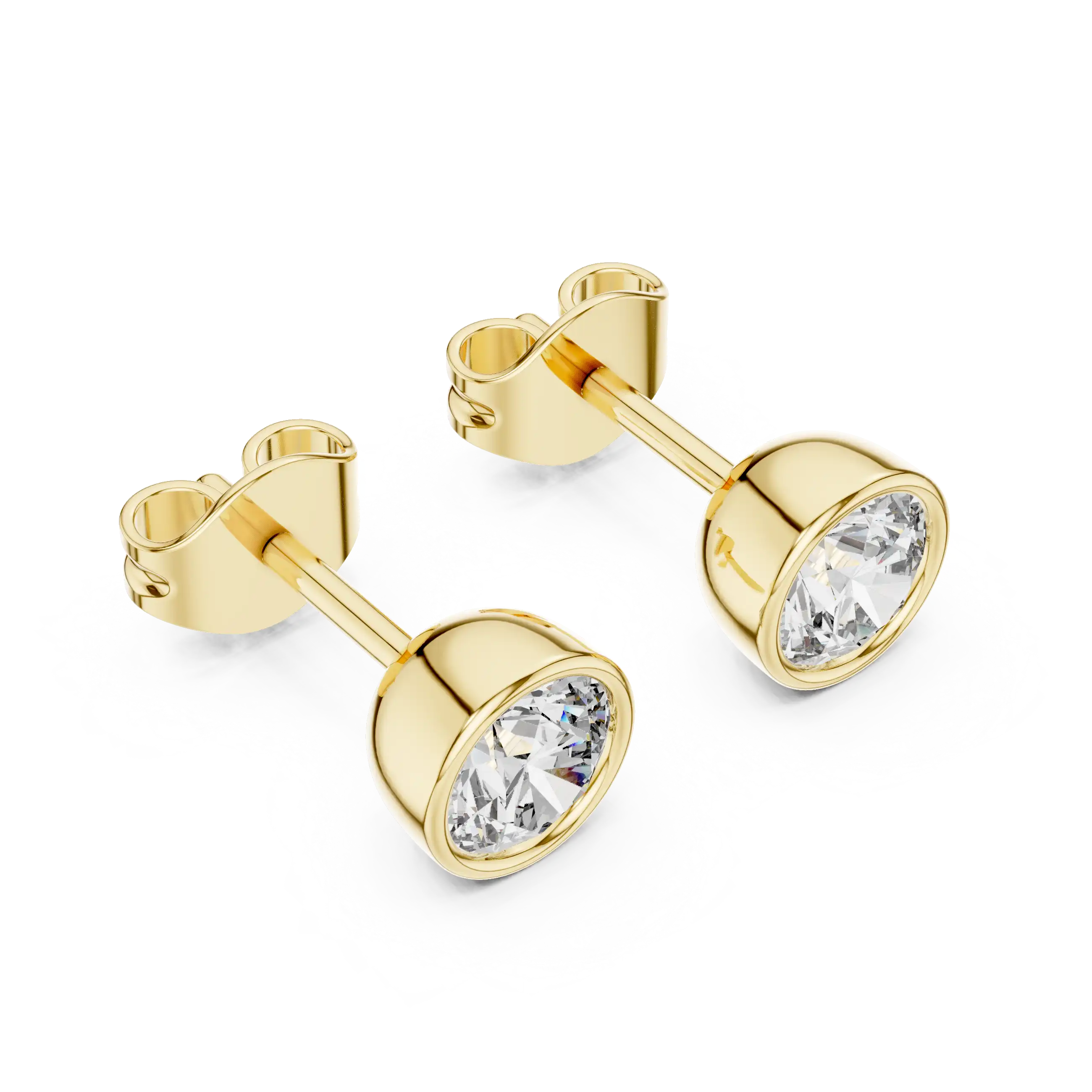 Lab Grown Diamond Stud Earrings - Round Brilliant Bezel Set | Carpathia