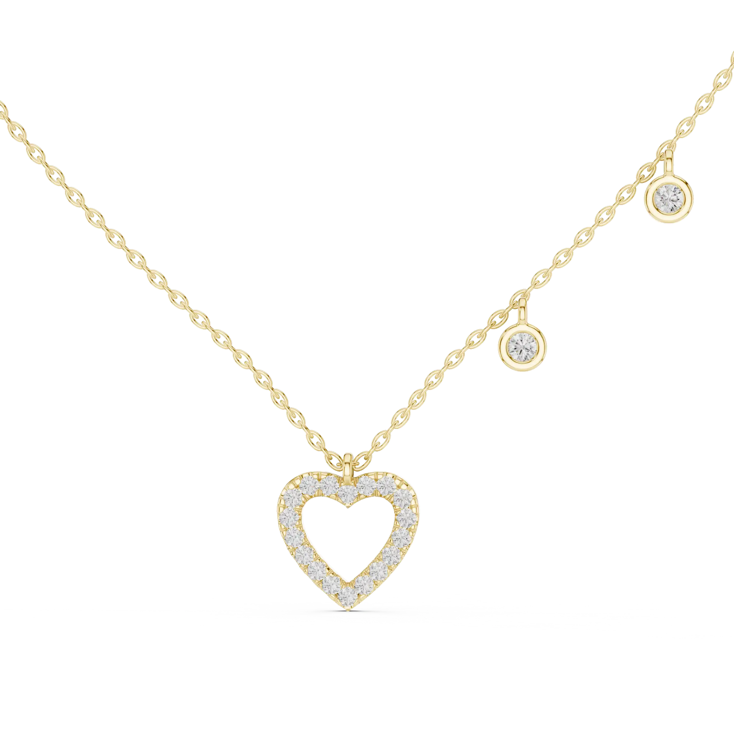 Heart Charm & Droplet Diamond Necklace | Cleopatra