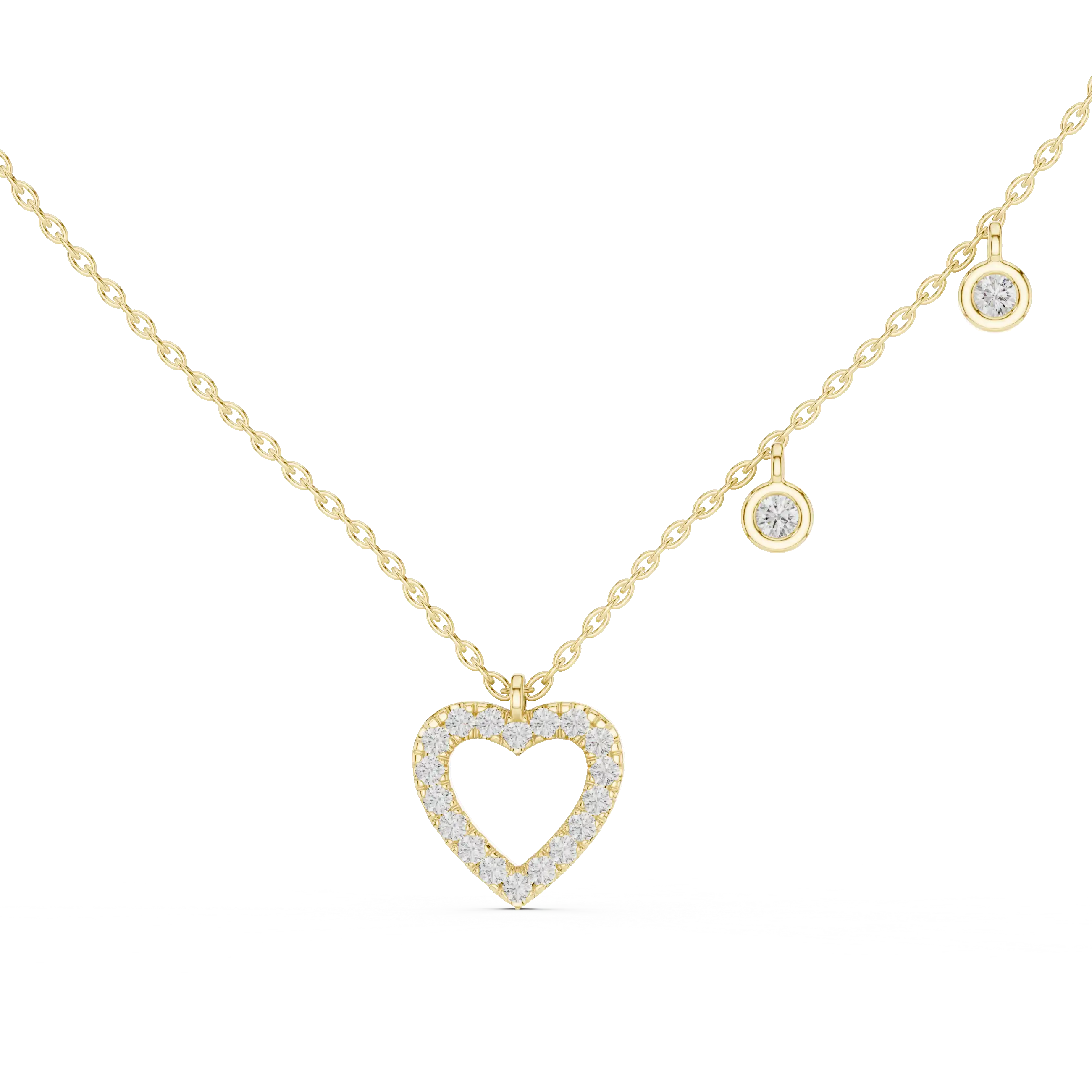 Heart Charm & Droplet Diamond Necklace | Cleopatra