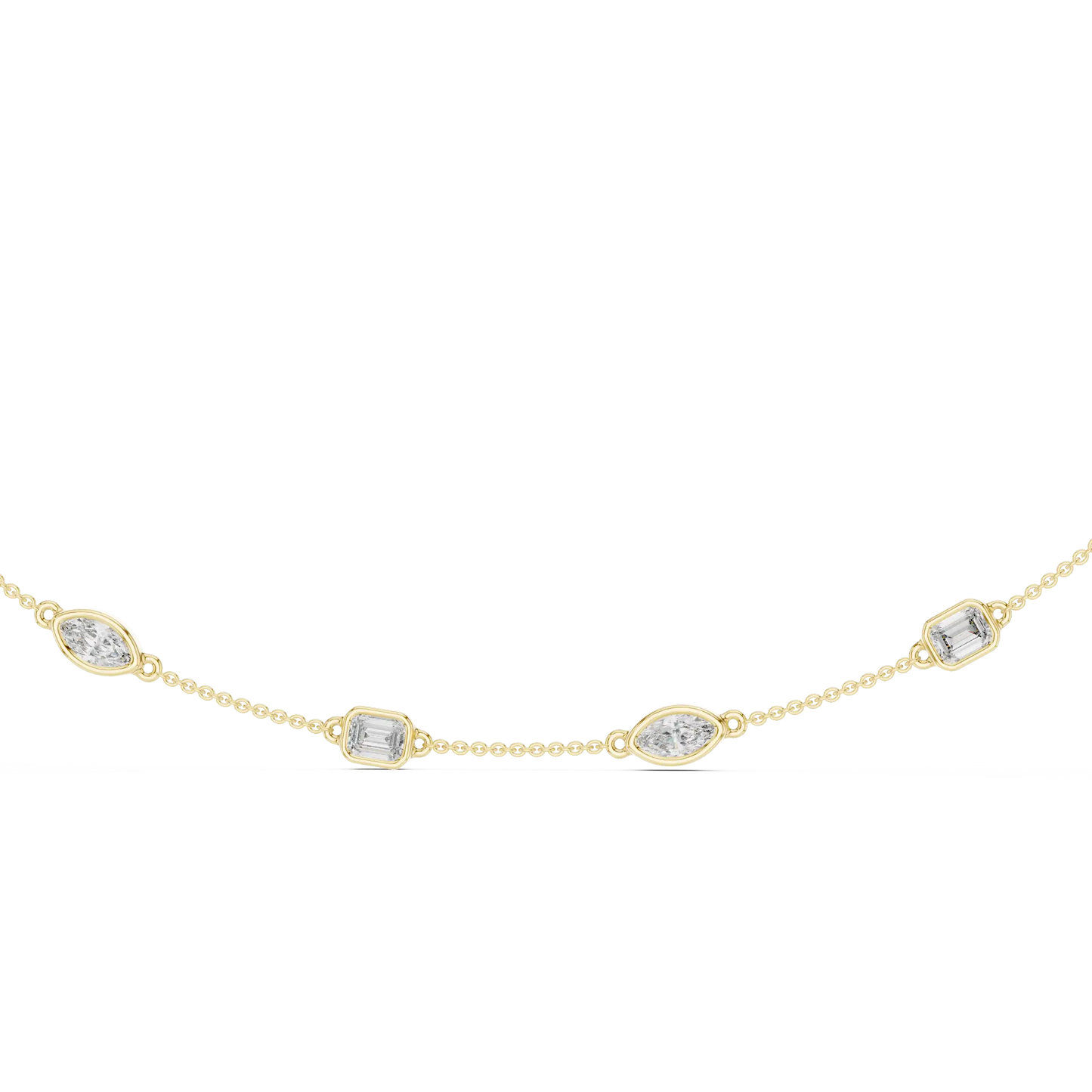 Emerald & Marquise Cut Bezel Charm Necklace | Marie
