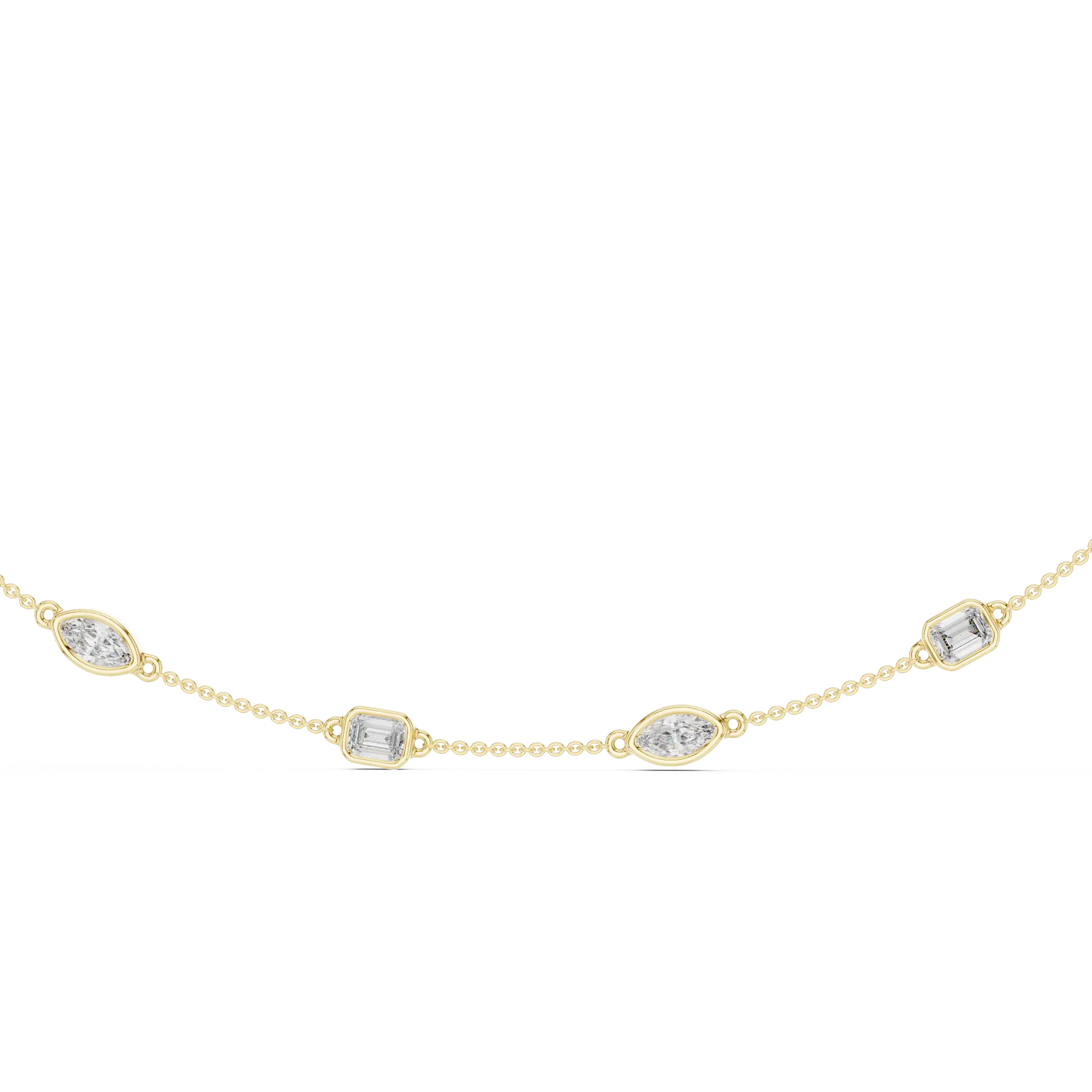 Emerald & Marquise Cut Bezel Charm Necklace | Marie