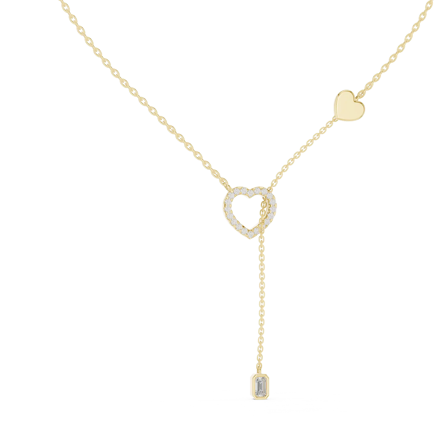 Heart & Emerald Cut Lariat Y-Necklace