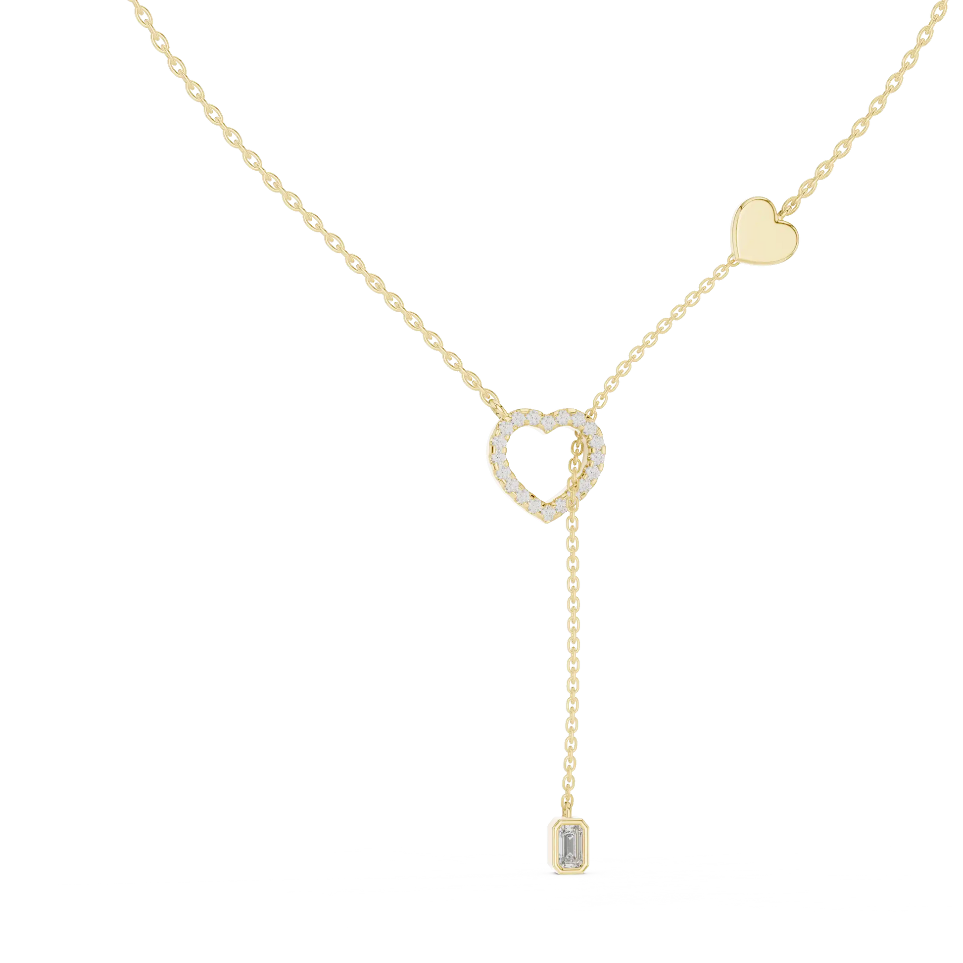Heart & Emerald Cut Lariat Y-Necklace