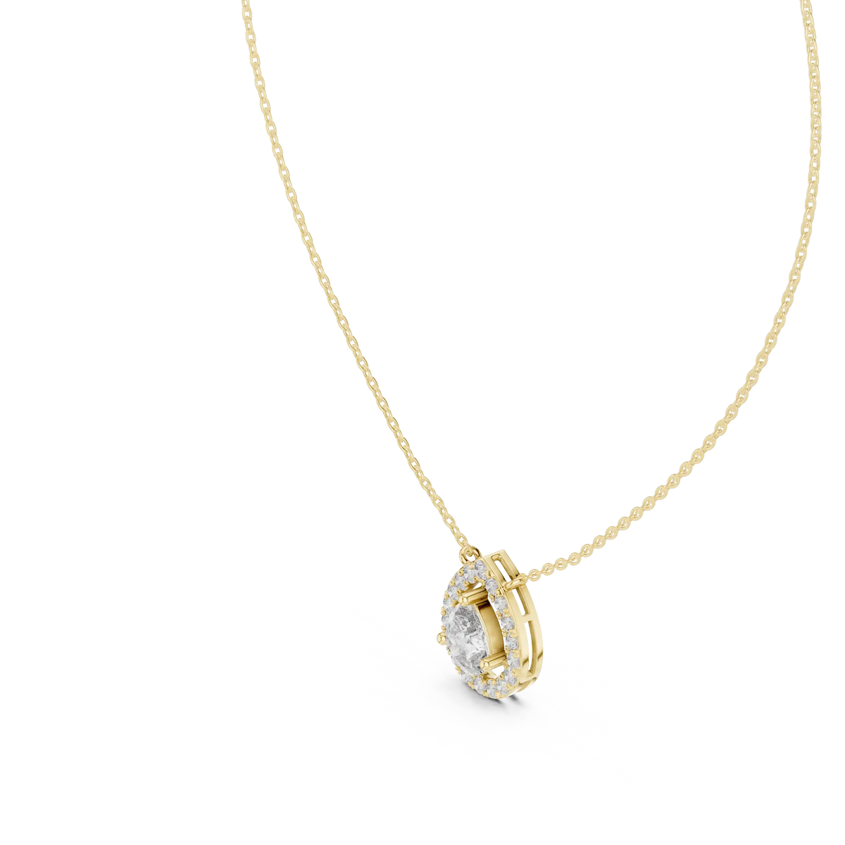 Pear Cut Lab Grown Diamond Halo Necklace | Vanya