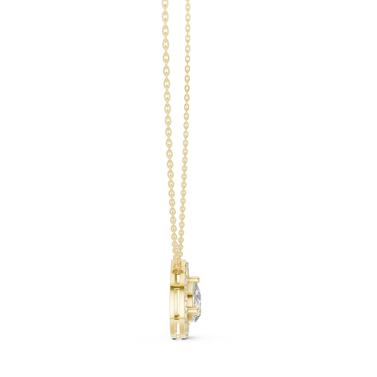 Pear Cut Lab Grown Diamond Halo Necklace | Vanya