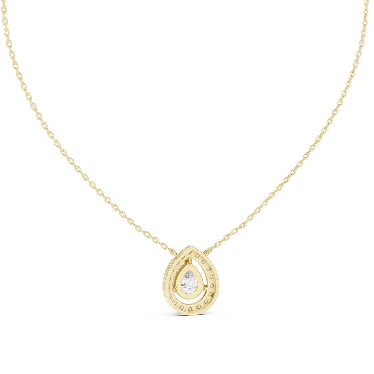 Pear Cut Lab Grown Diamond Halo Necklace | Vanya