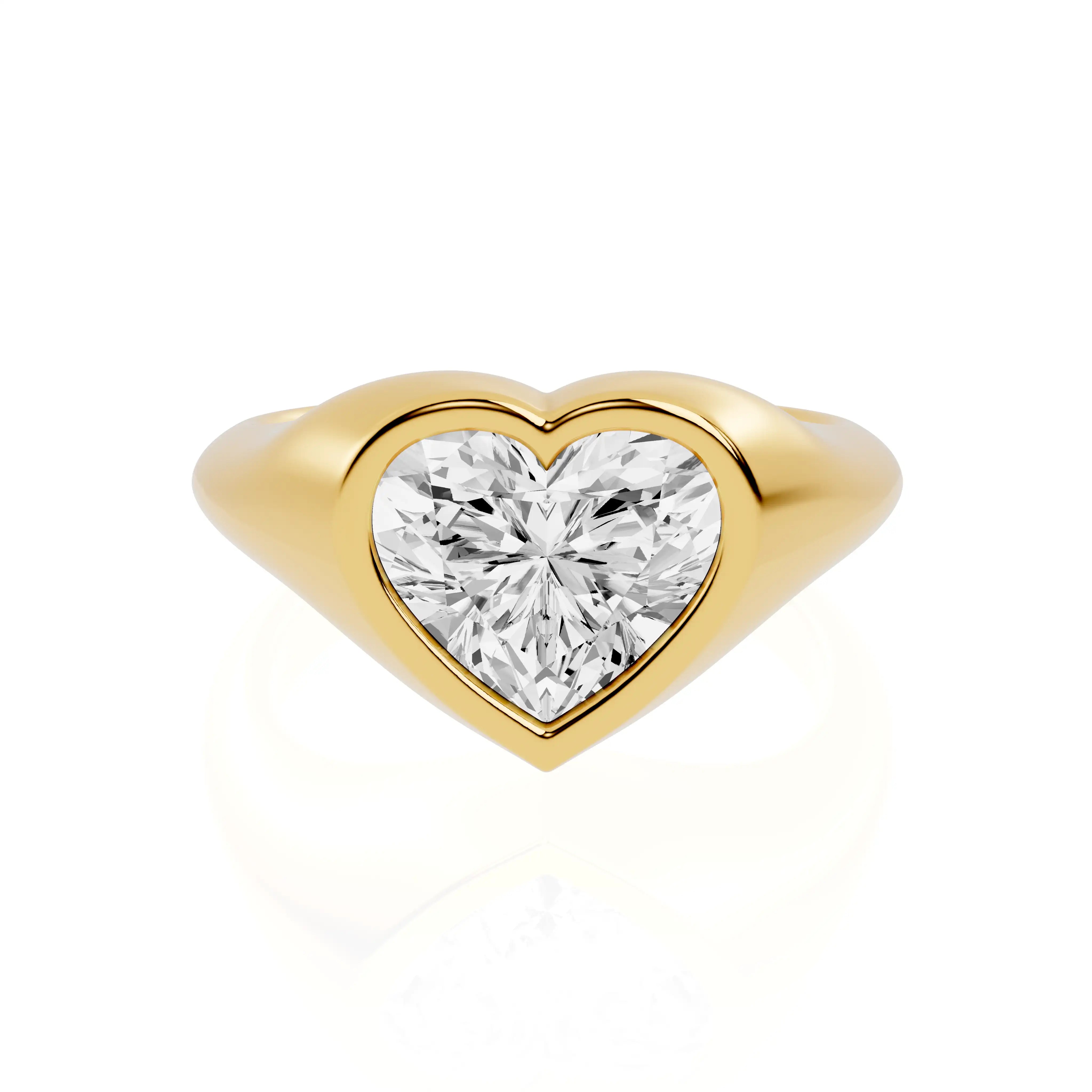 Heart Cut Bezel Set Lab Diamond Ring | Venus Tear