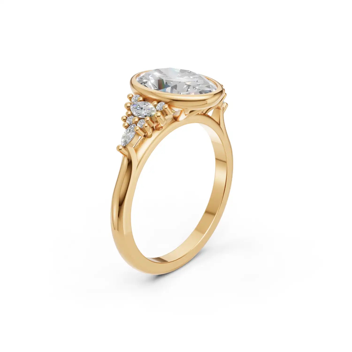 Bezel Set Lab-Grown Diamond Engagement Ring | Lotus Veil