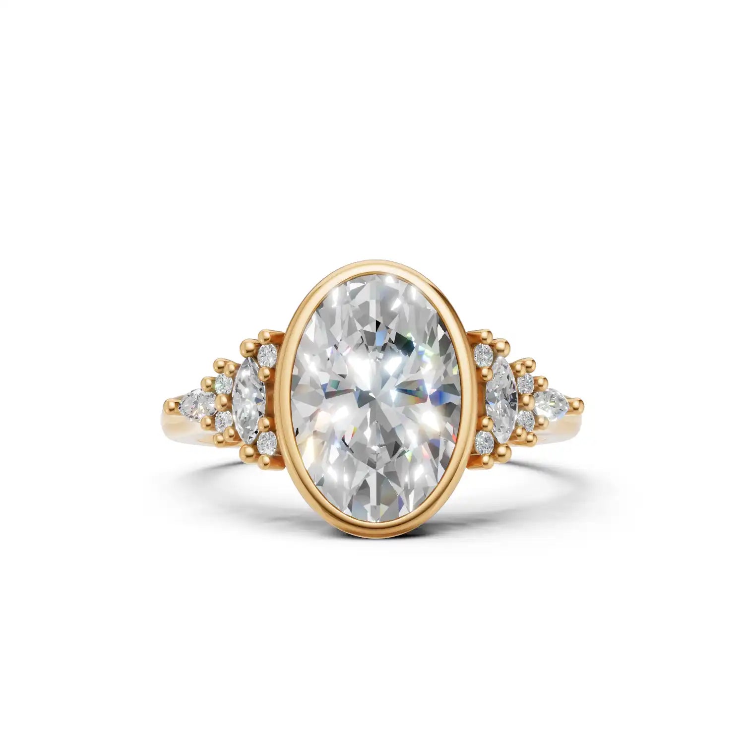 Bezel Set Lab-Grown Diamond Engagement Ring | Lotus Veil