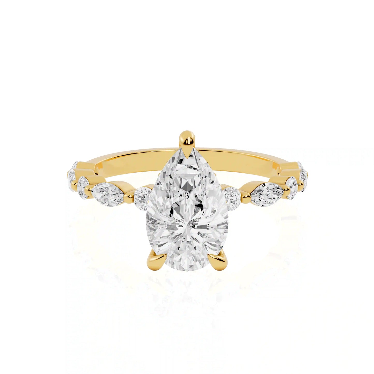 Hidden Halo Engagement Ring with Marquise & Round Side Diamonds | Bilbao Horizon