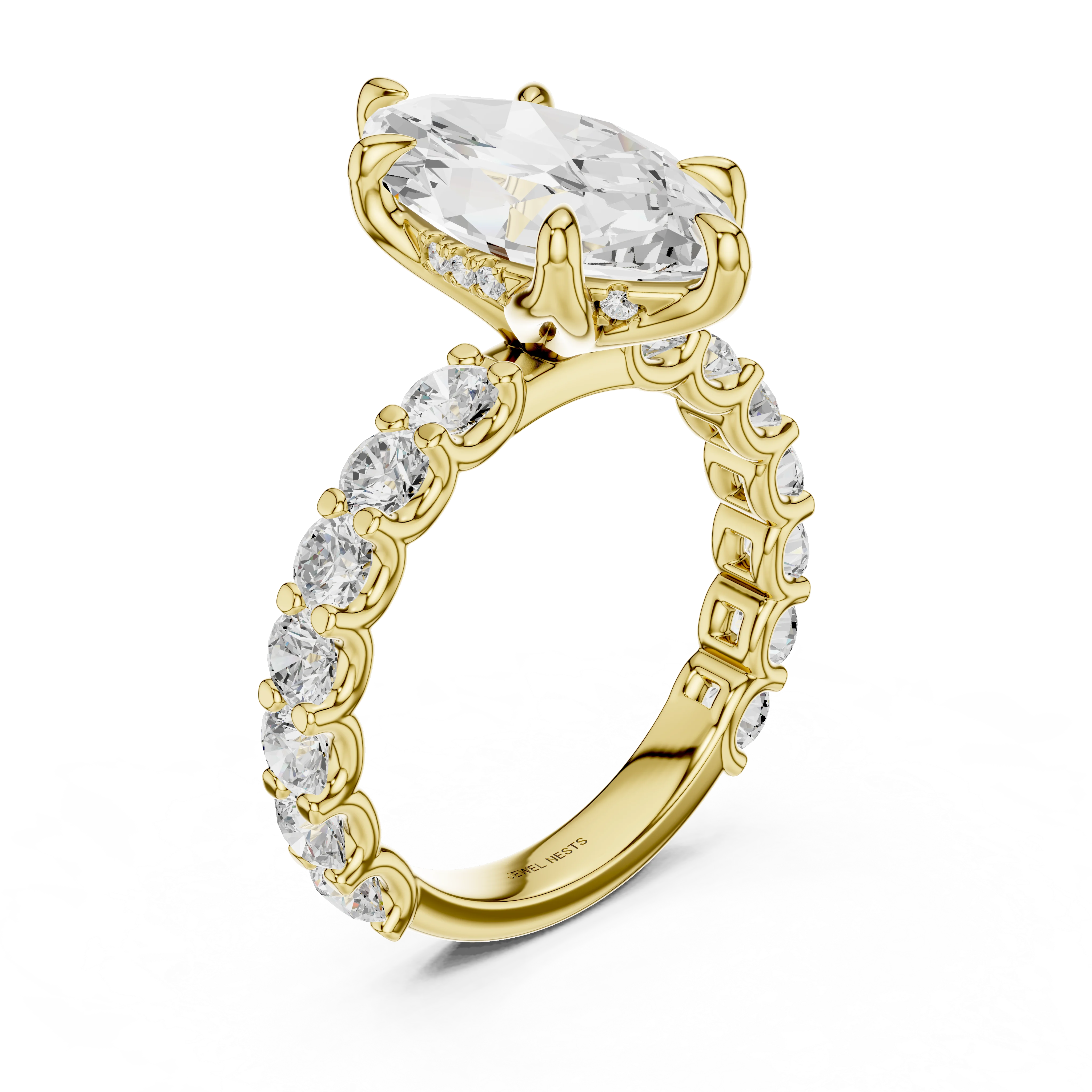 Marquise Cut Lab Grown Diamond Hidden Halo Engagement Ring | Madrid Spark