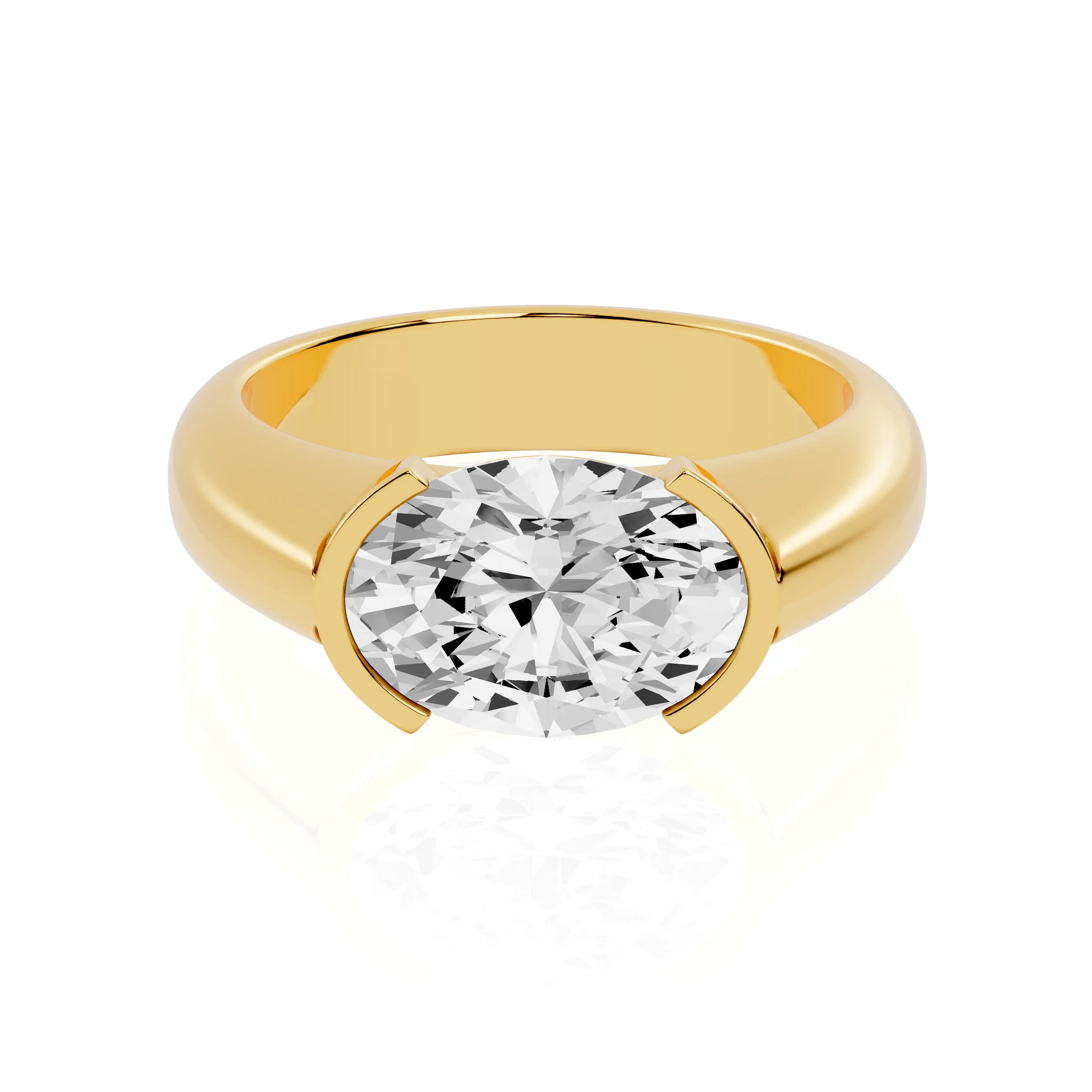 Half Bezel East-West Lab Grown Diamond Ring | Crystal Mist