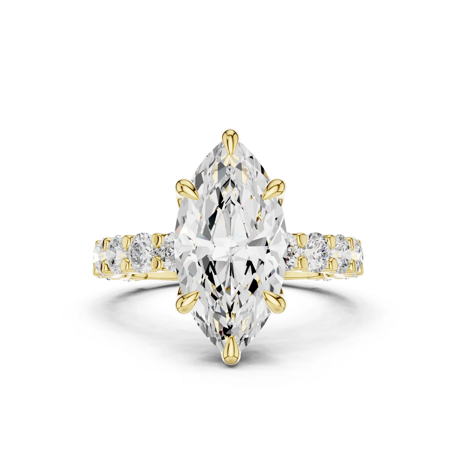 Marquise Cut Lab Grown Diamond Hidden Halo Engagement Ring | Madrid Spark