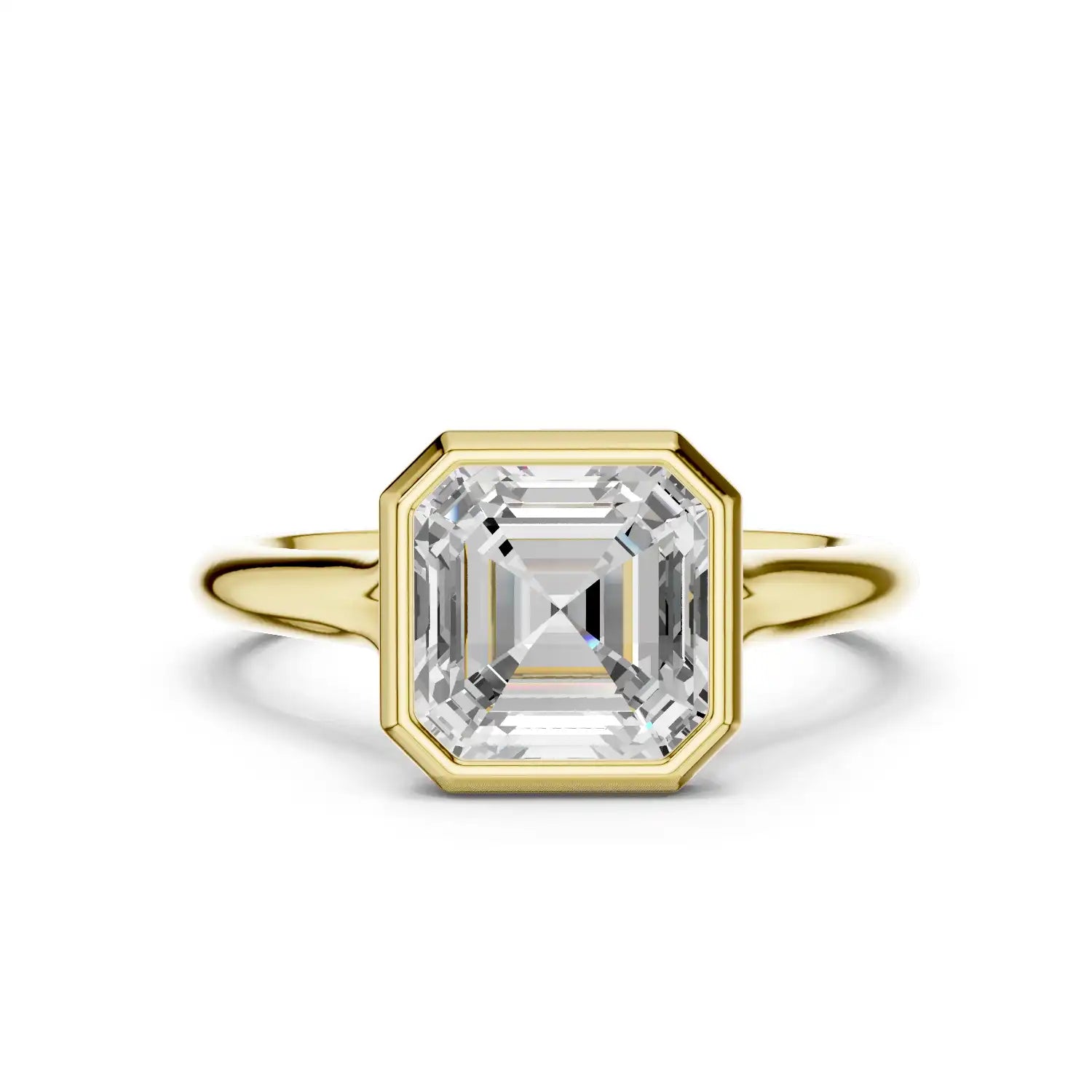 Bezel Asscher Cut Diamond Engagement Ring | Sierra Peak