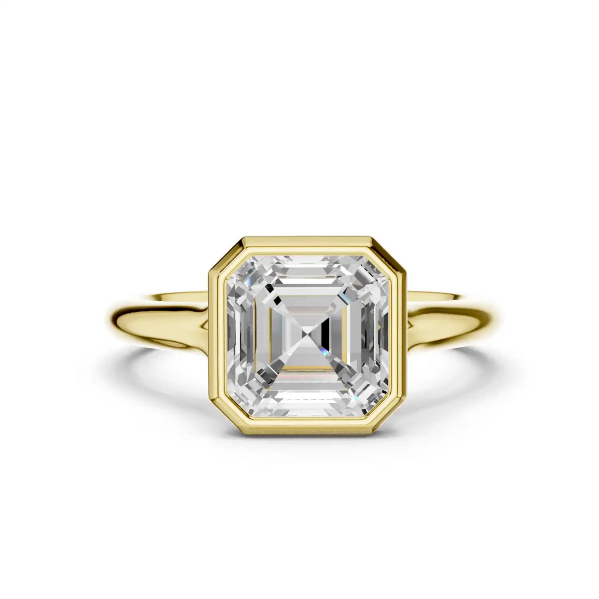 Bezel Asscher Cut Diamond Engagement Ring | Sierra Peak